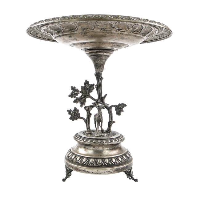 Eclectic figural tazza, silver-plated brass, Poland, 19th c. - DIMENSION