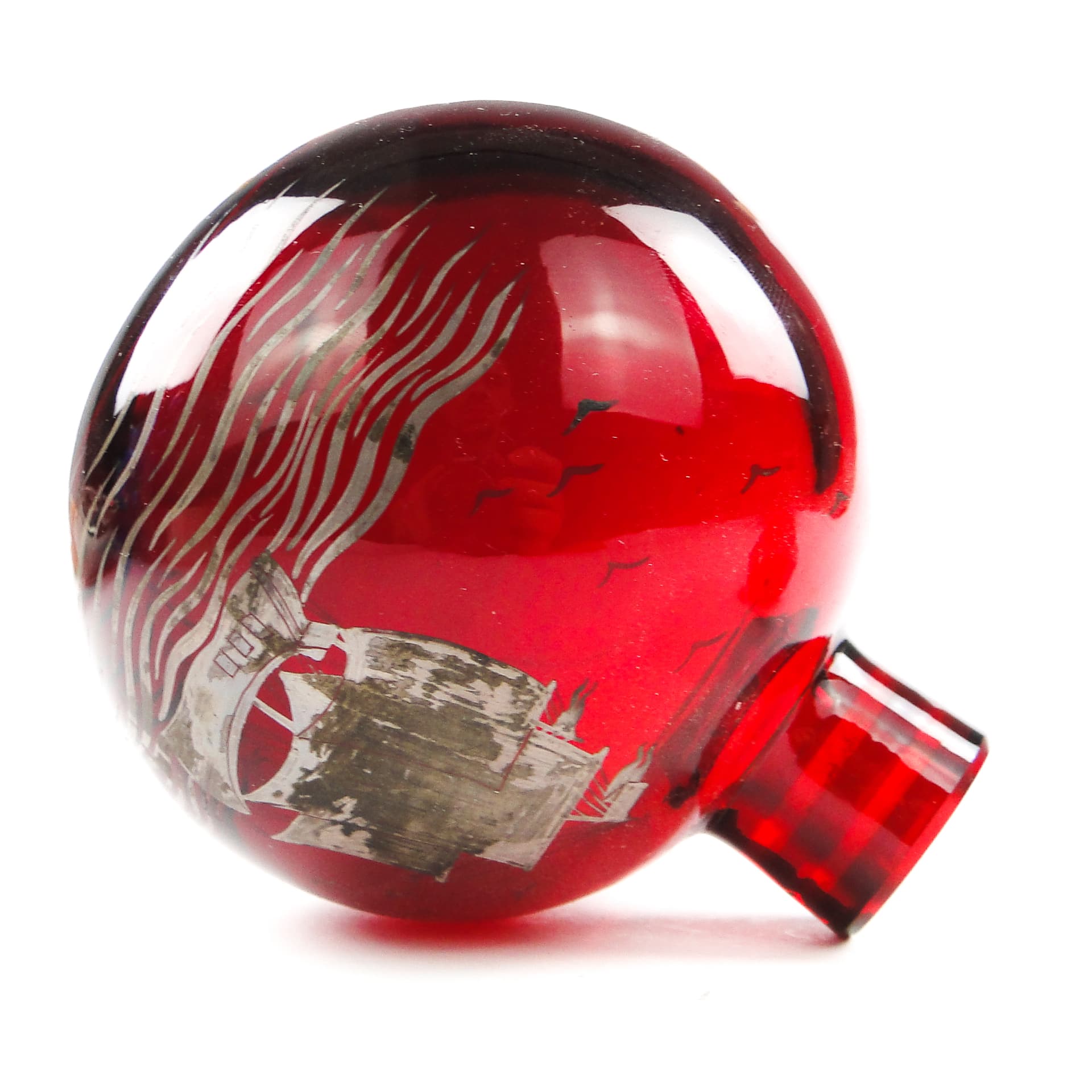 Karafka art déco, szkło czerwone, Huta Józefina, Polska, lata 30. - 105161