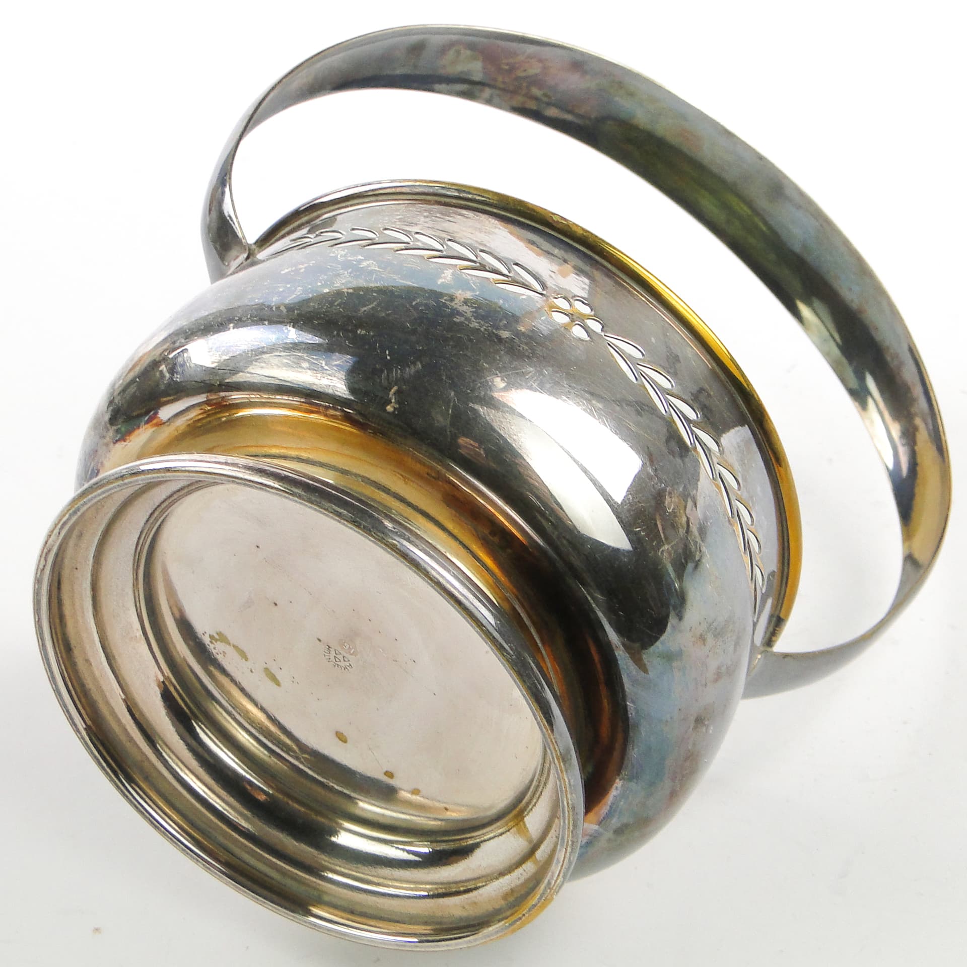 Cukiernica Art Nouveau, mosiądz srebrzony, Węgry, lata 30. - 105344