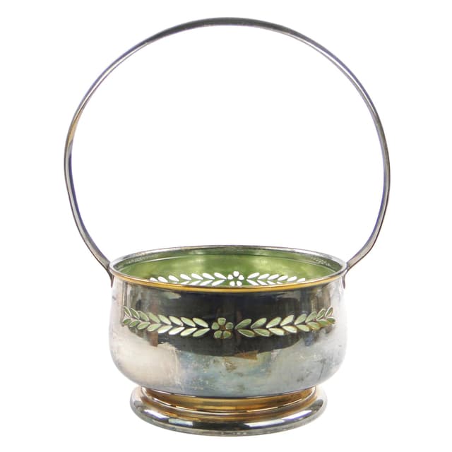 Cukiernica Art Nouveau, mosiądz srebrzony, Węgry, lata 30. - WYMIARY