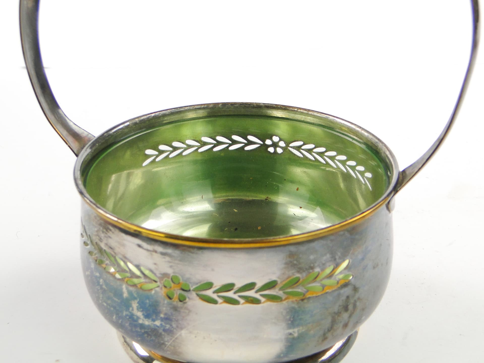 Cukiernica Art Nouveau, mosiądz srebrzony, Węgry, lata 30. - 105342