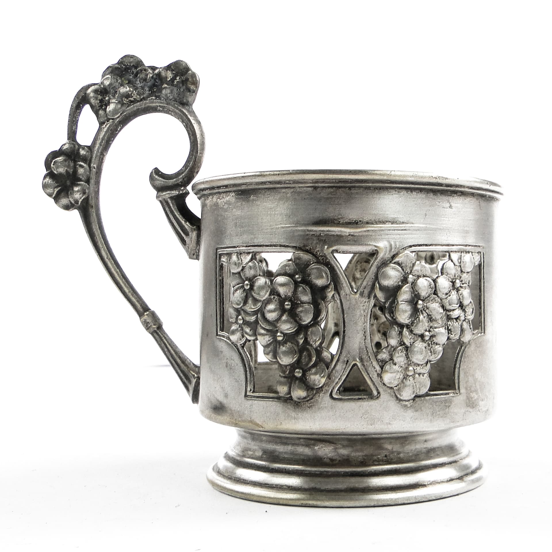 Art Nouveau tea glass holder, silver-plated brass, Norblin, Poland, early 20th c. - 105371