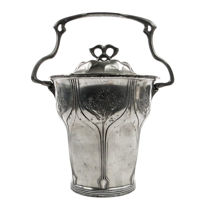 Herbatnica Art Nouveau, cyna srebrzona, Orivit, Niemcy, pocz. XX w.