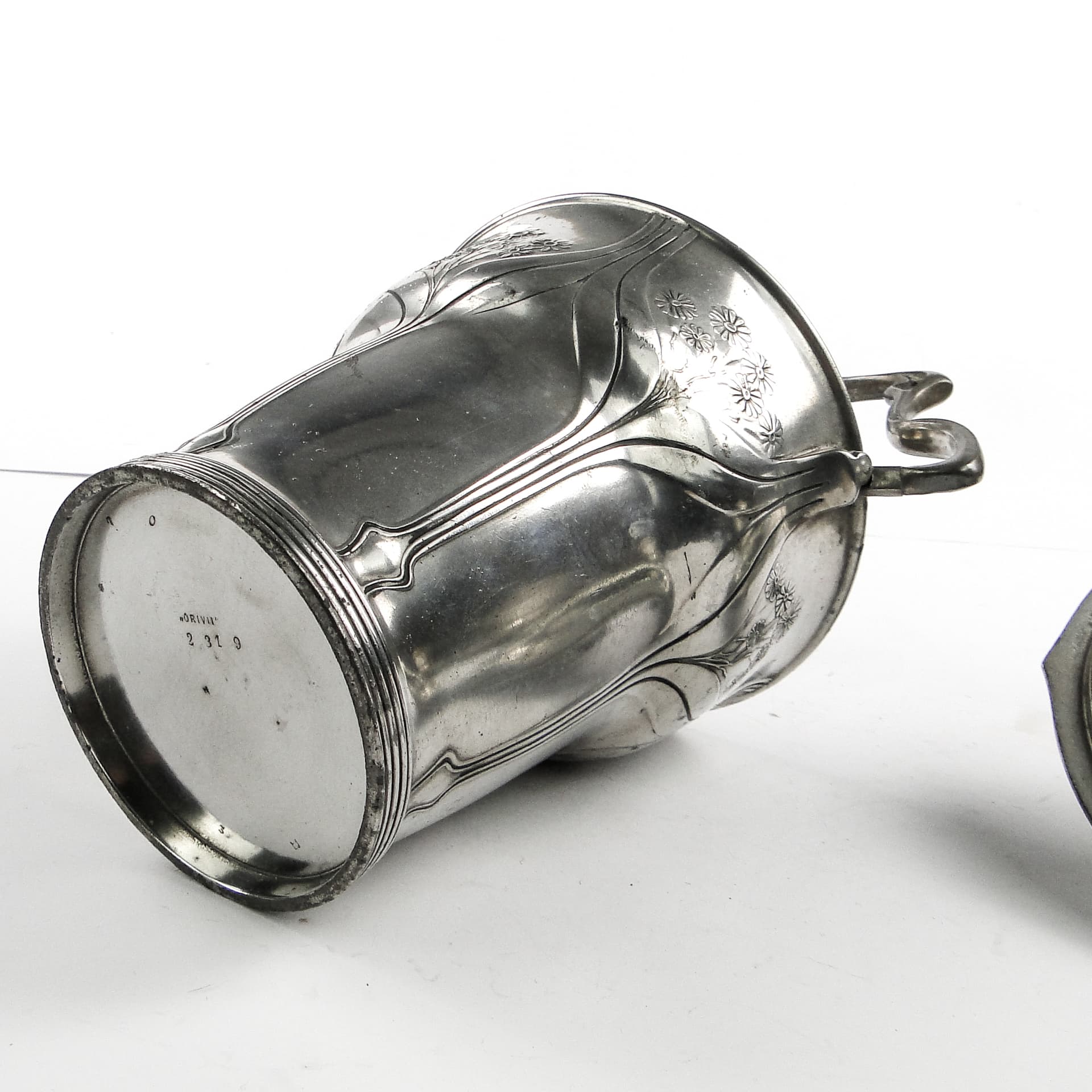 Herbatnica Art Nouveau, cyna srebrzona, Orivit, Niemcy, pocz. XX w. - 105407