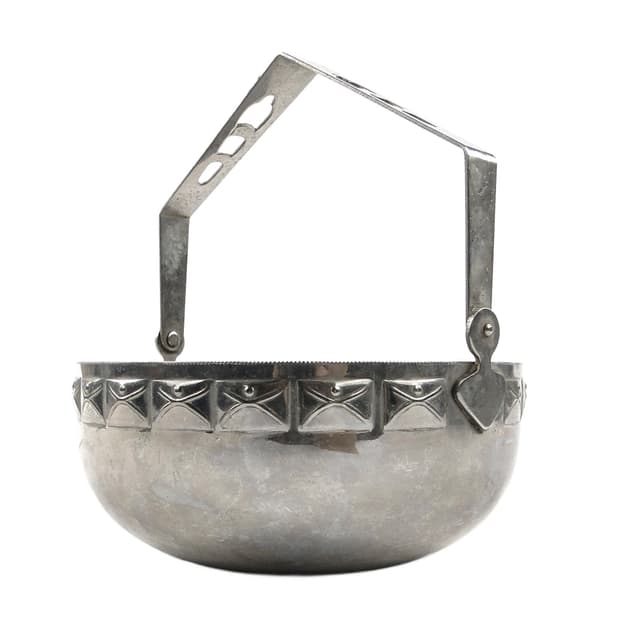 Art Nouveau sugar bowl, silver-plated brass, Sweden, early 20th c. - DIMENSION