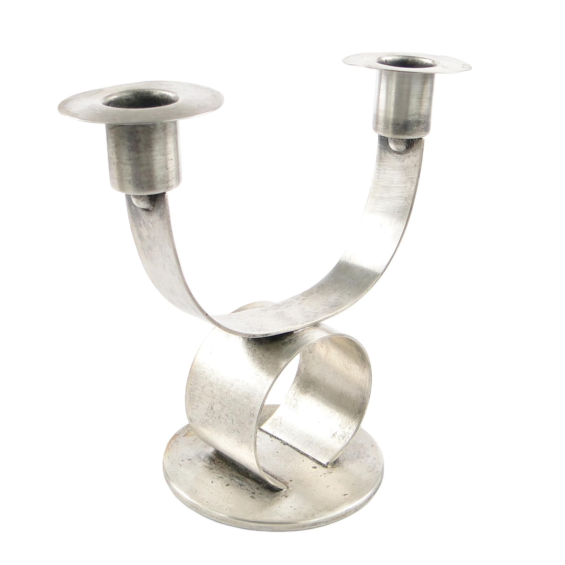 Two-Arm Art Deco Candlestick, metal, WMF, Germany, 1930s.