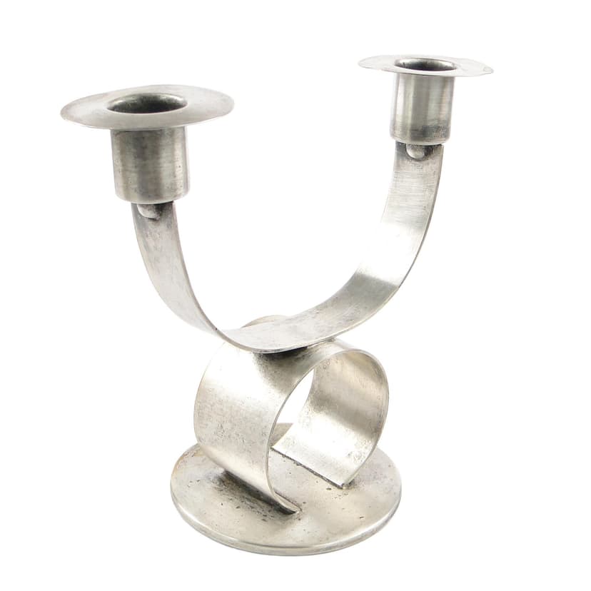 Two-Arm Art Deco Candlestick, metal, WMF, Germany, 1930s.