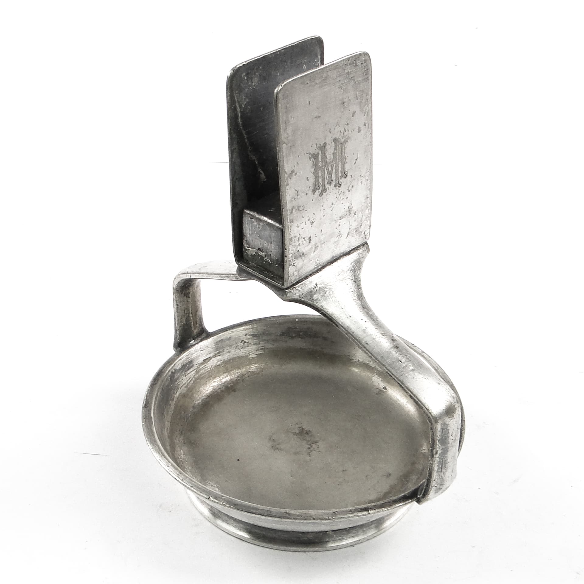 Art Deco match holder and ashtray, silver-plated brass, Wellner, Germany, 1930s. - 105544