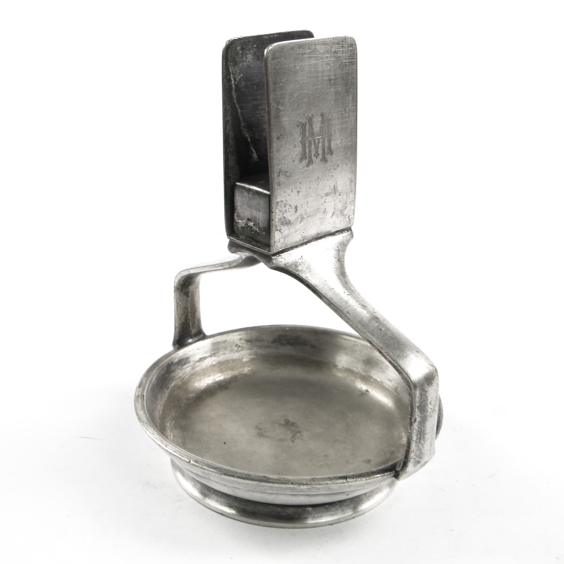Art Deco match holder and ashtray, silver-plated brass, Wellner, Germany, 1930s. - 105545