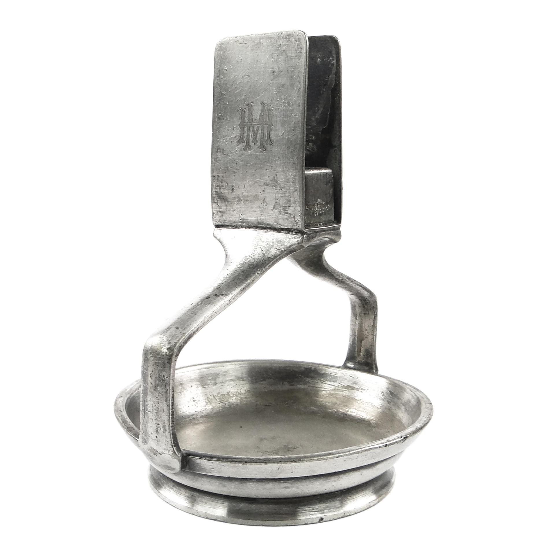 Art Deco match holder and ashtray, silver-plated brass, Wellner, Germany, 1930s.