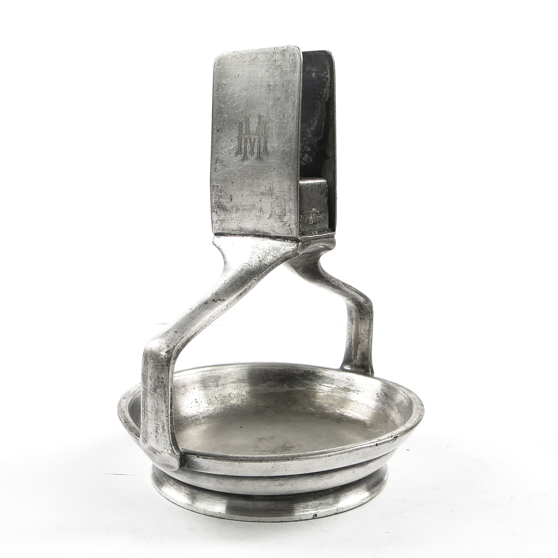 Art Deco match holder and ashtray, silver-plated brass, Wellner, Germany, 1930s. - 105542