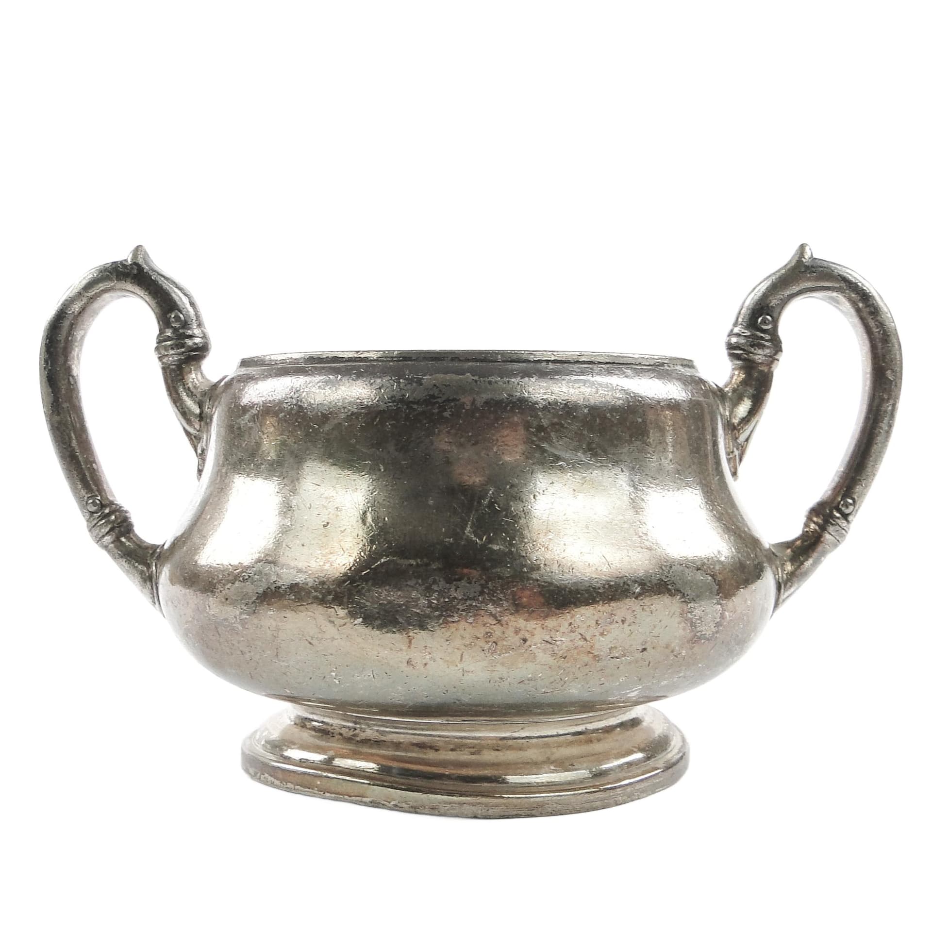 Art Nouveau sugar bowl, silver-plated brass, Germany, early 20th c.