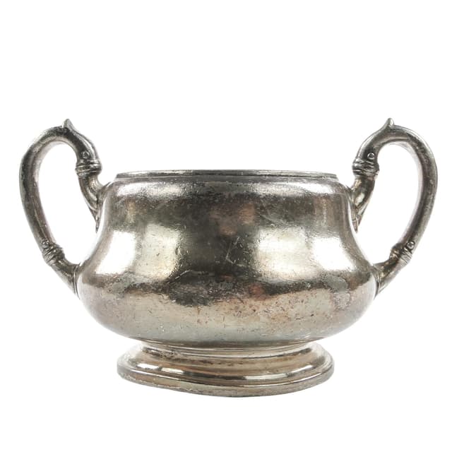 Art Nouveau sugar bowl, silver-plated brass, Germany, early 20th c. - DIMENSION