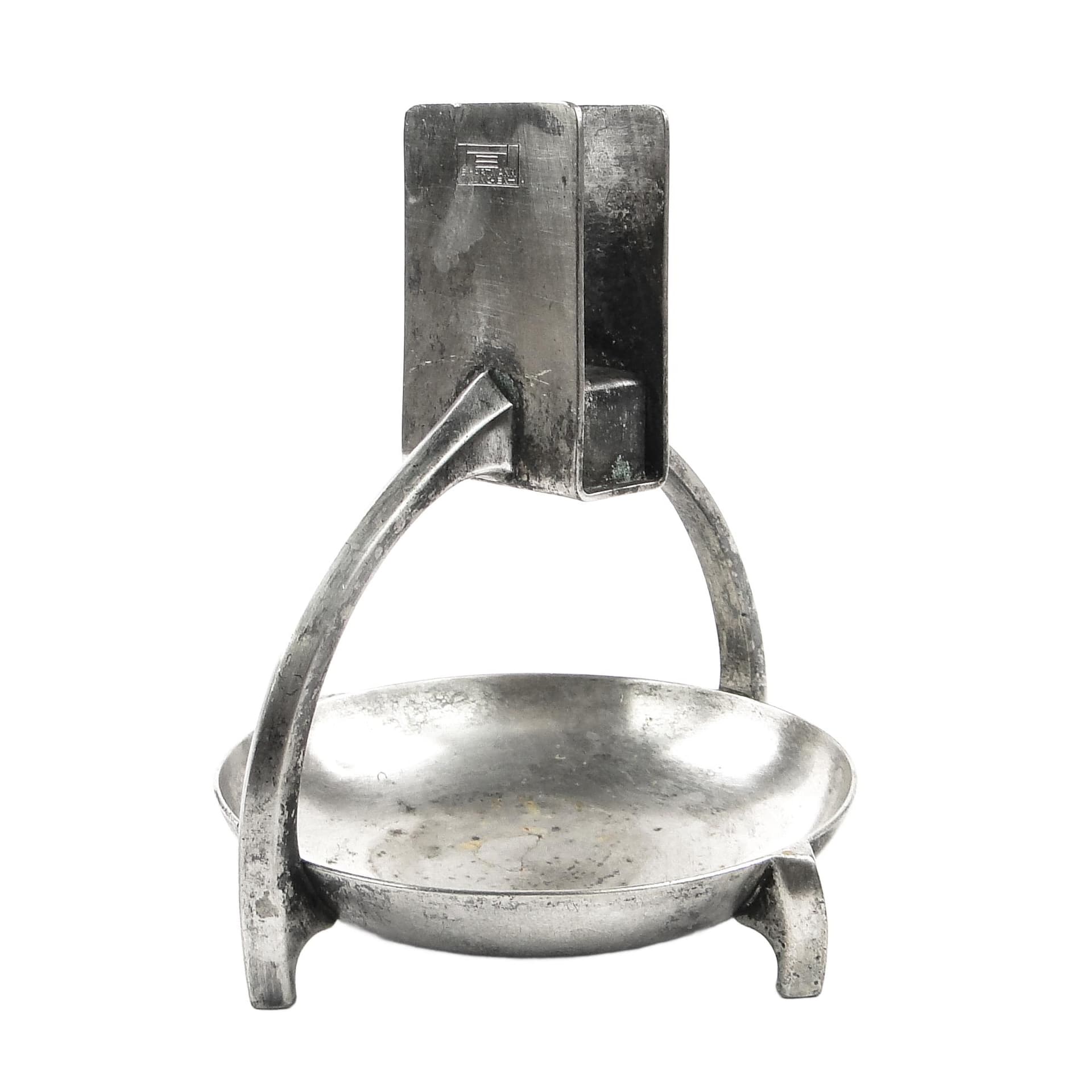 Art Deco match holder and ashtray, silver-plated brass, Hartmann, Germany, 1930s.