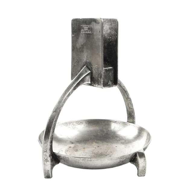 Art Deco match holder and ashtray, silver-plated brass, Hartmann, Germany, 1930s. - DIMENSION