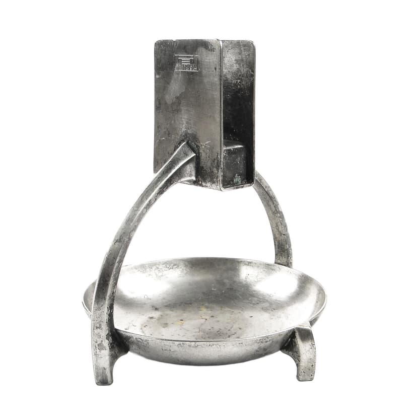 Art Deco match holder and ashtray, silver-plated brass, Hartmann, Germany, 1930s.