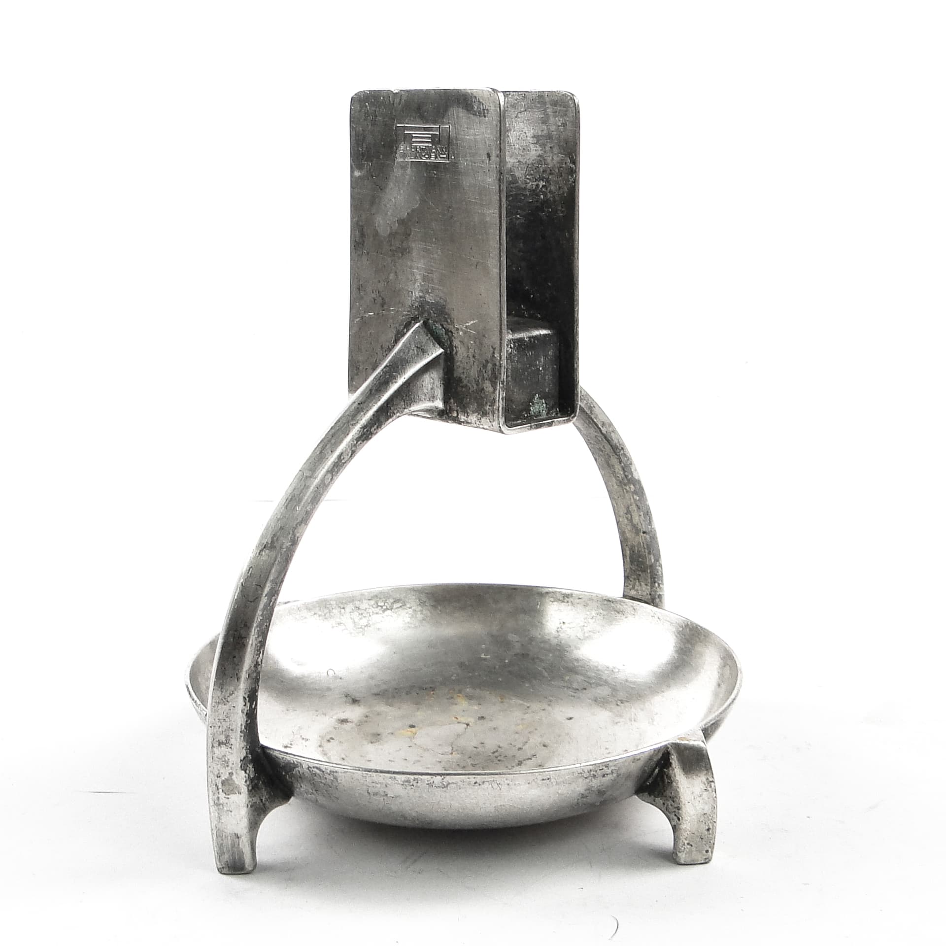 Art Deco match holder and ashtray, silver-plated brass, Hartmann, Germany, 1930s. - 105572