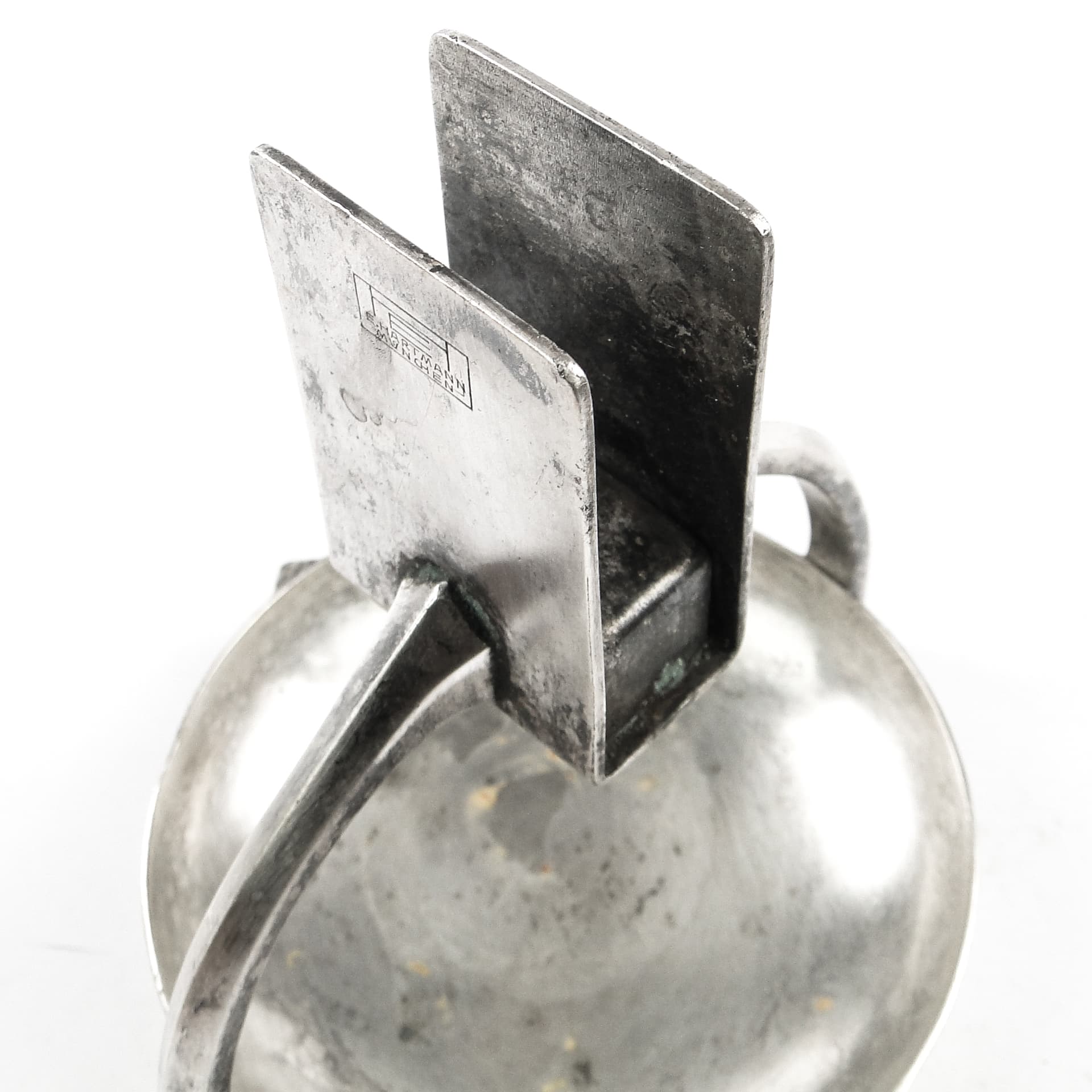 Art Deco match holder and ashtray, silver-plated brass, Hartmann, Germany, 1930s. - 105574