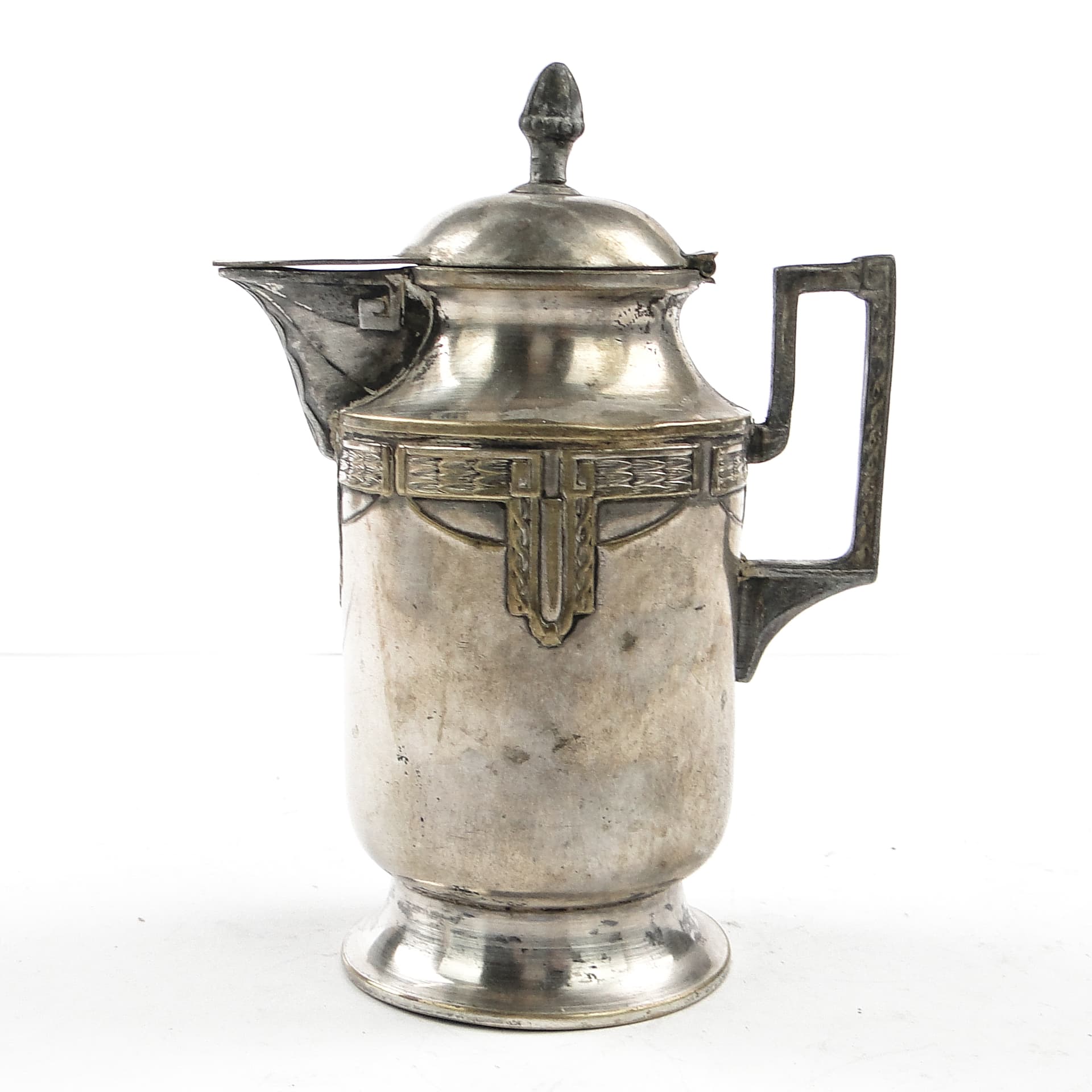 Art Nouveau oil jug, silver-plated brass, pewter, Germany, early 20th c. - 105631