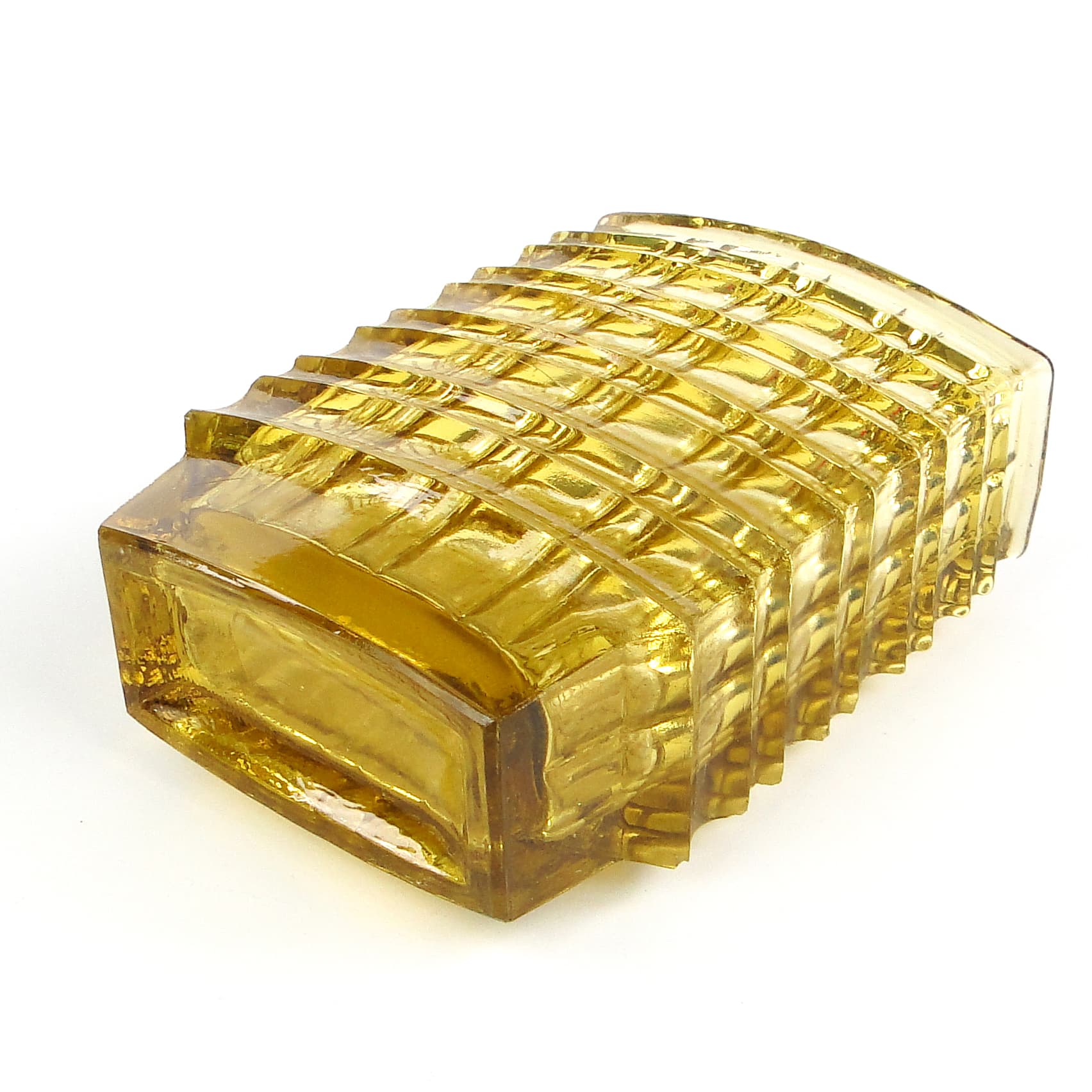 Wazon Optyczny, modernizm, szkło oliwkowe, proj. J. Drost, Ząbkowice, Polska, lata 70. - 105803