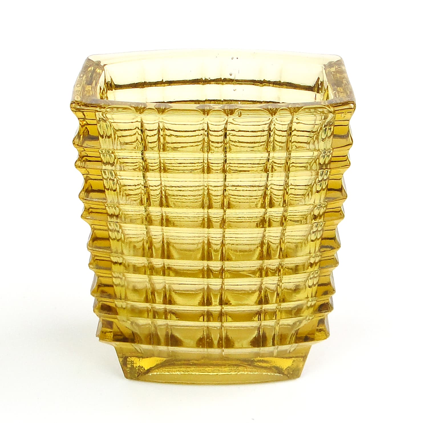 Wazon Optyczny, modernizm, szkło oliwkowe, proj. J. Drost, Ząbkowice, Polska, lata 70. - 105797