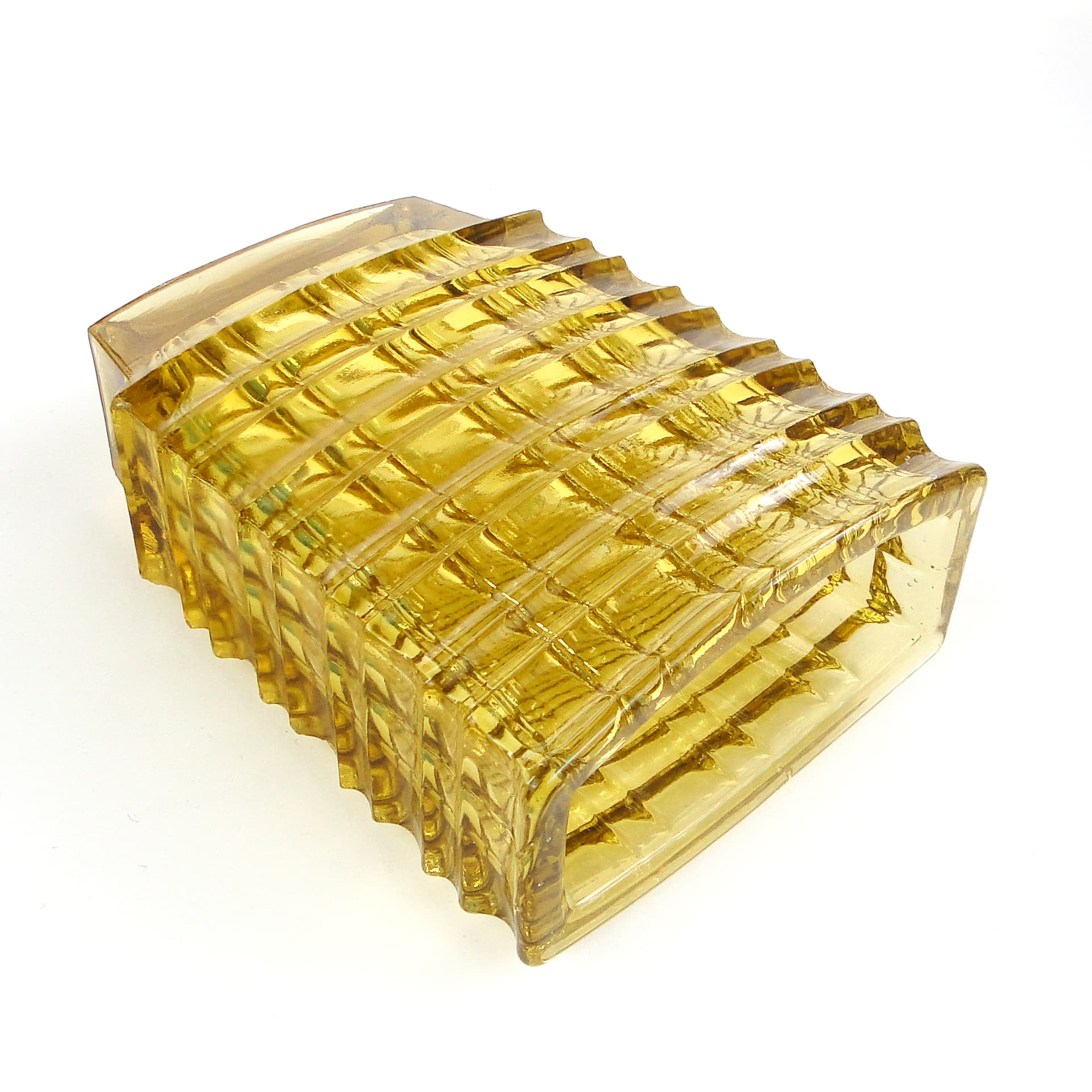 Wazon Optyczny, modernizm, szkło oliwkowe, proj. J. Drost, Ząbkowice, Polska, lata 70. - 105804