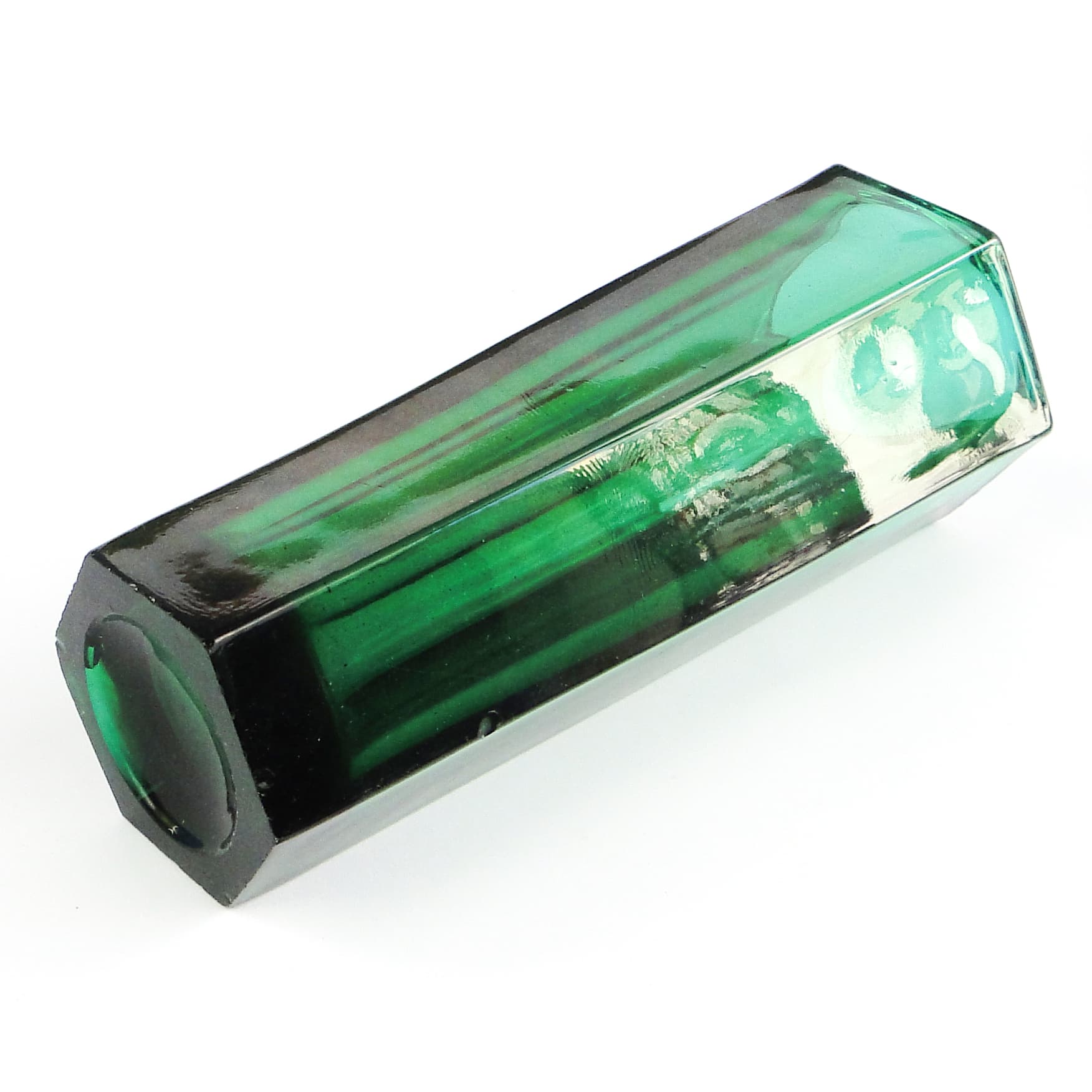 Art Deco vase, green pressed glass, Poland, 1930s. - 105828