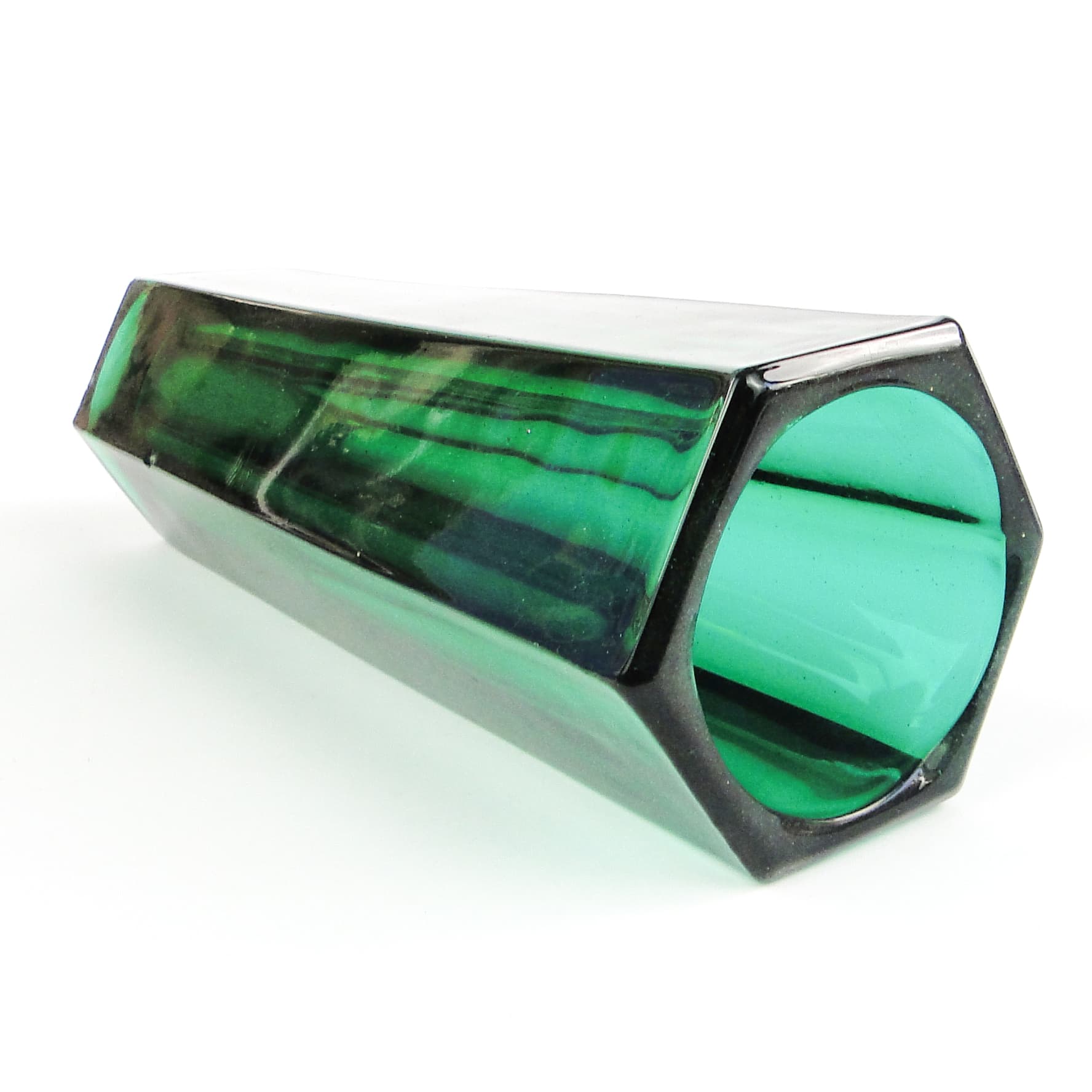 Art Deco vase, green pressed glass, Poland, 1930s. - 105829