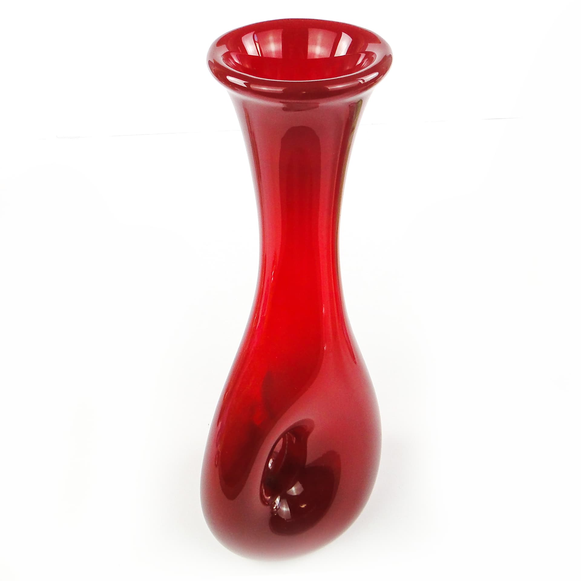 Wazon mid-century modern, szkło czerwone, Polska, lata 70. - 105994