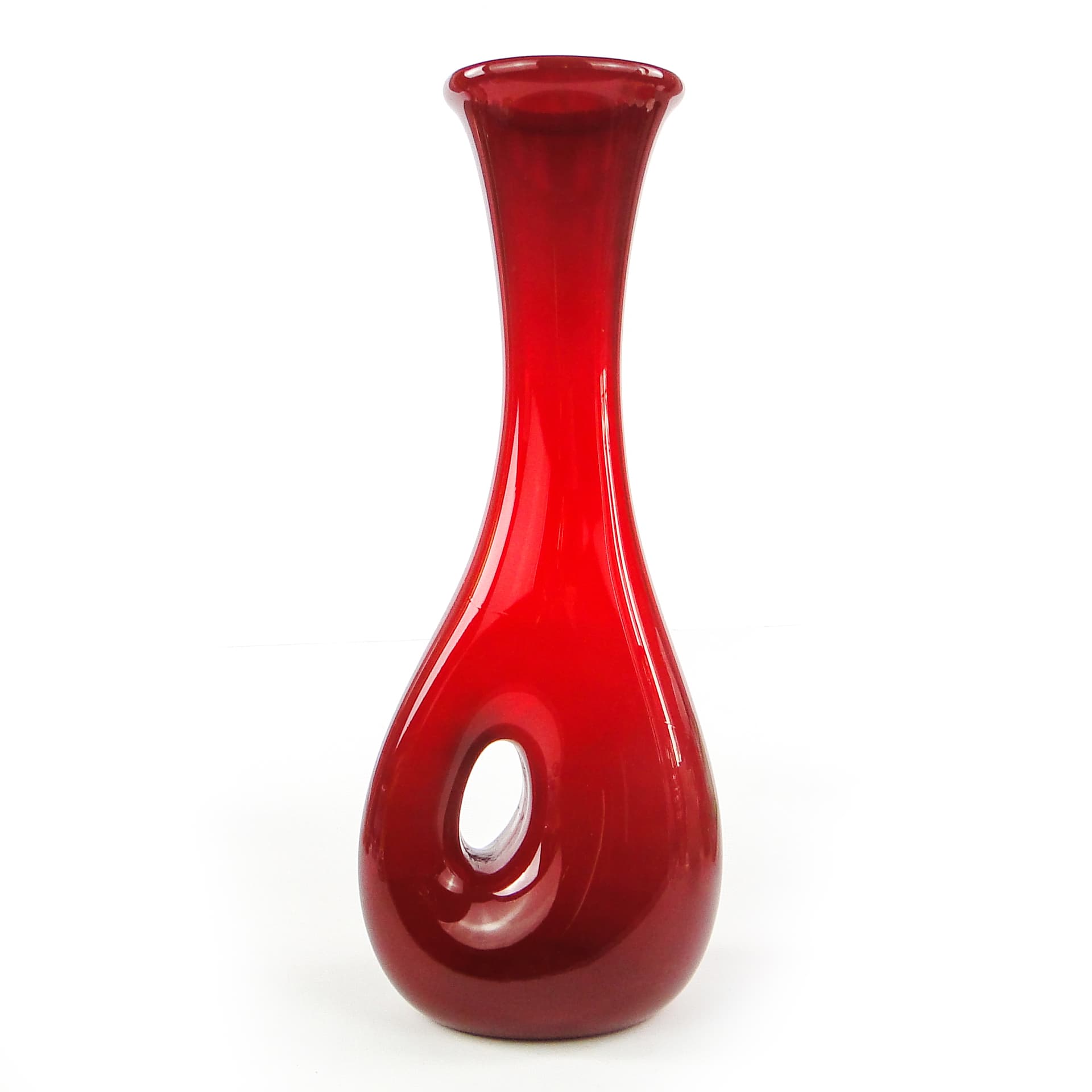 Wazon mid-century modern, szkło czerwone, Polska, lata 70. - 105993