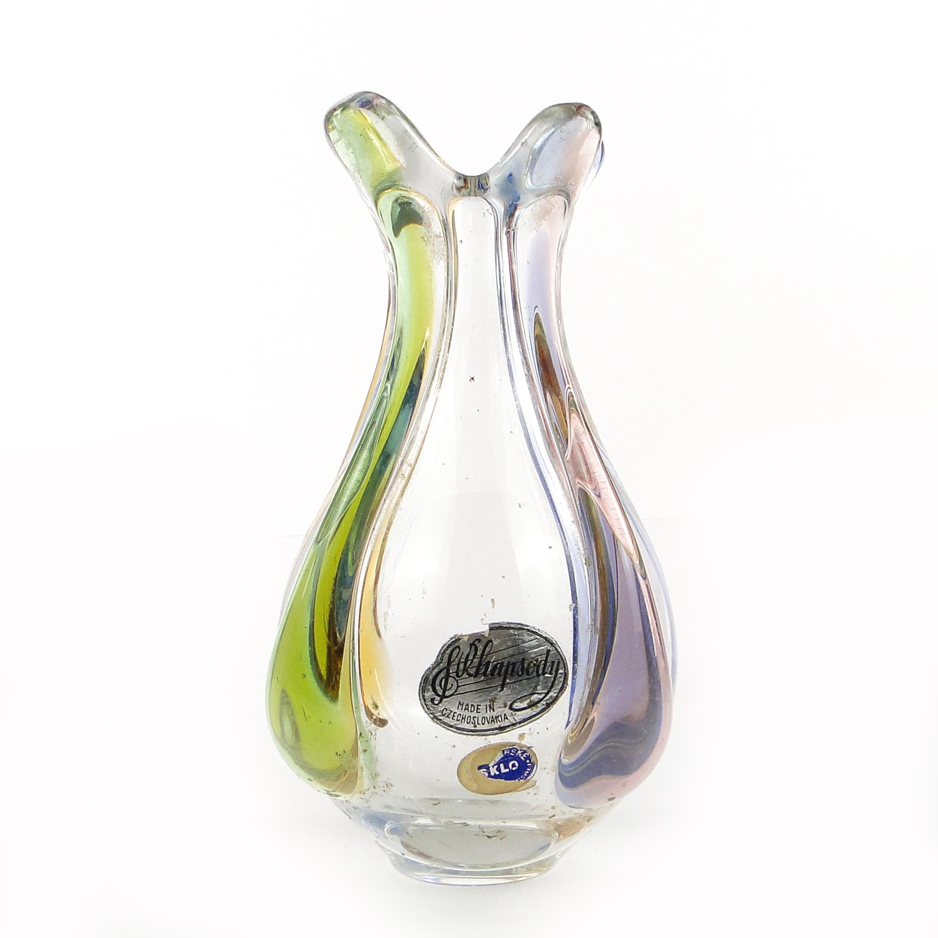 Mid-century modern vase, glass, by H. Mahanovska, Czechoslovakia, 1960s. - 106017