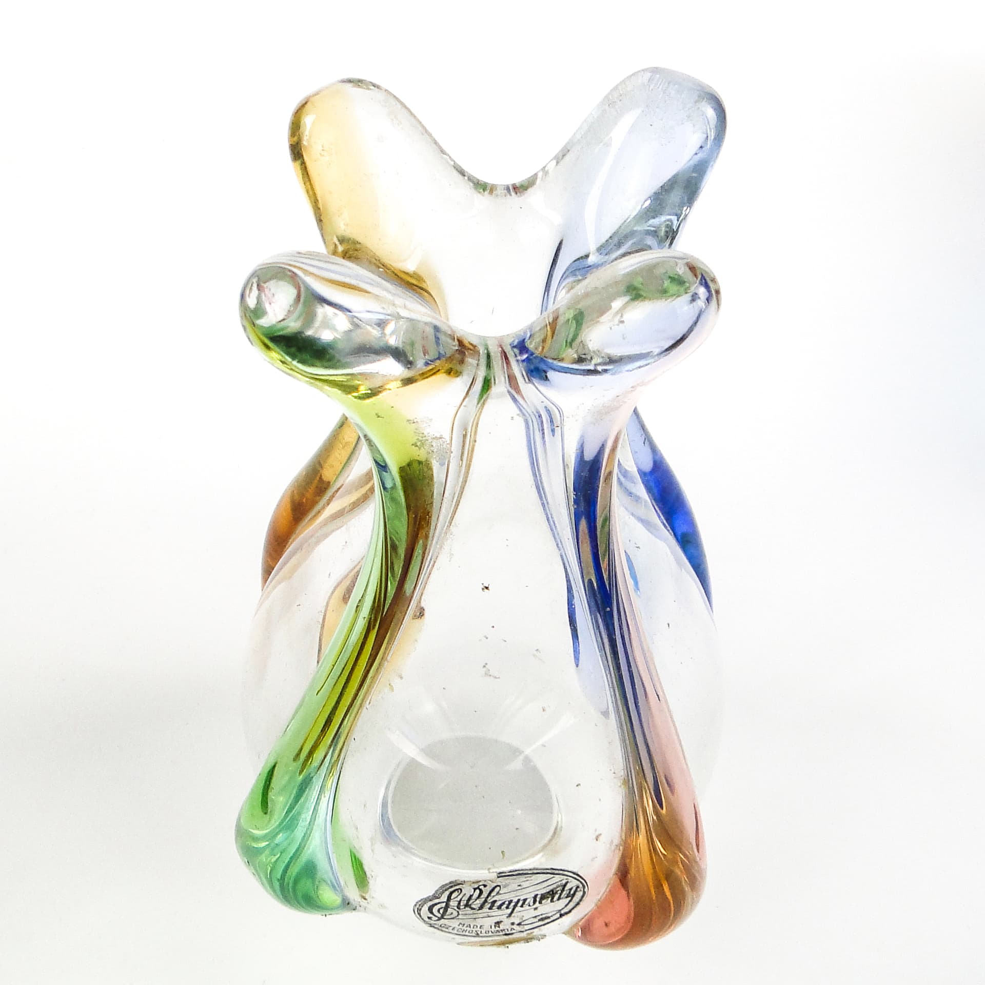 Mid-century modern vase, glass, by H. Mahanovska, Czechoslovakia, 1960s. - 106021