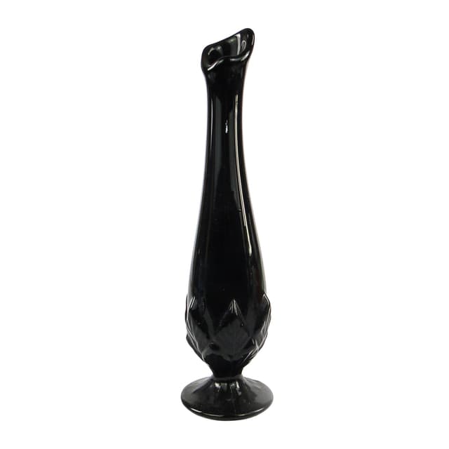 Art Deco vase, black glass, Ząbkowice, Poland, 1970s. - DIMENSION