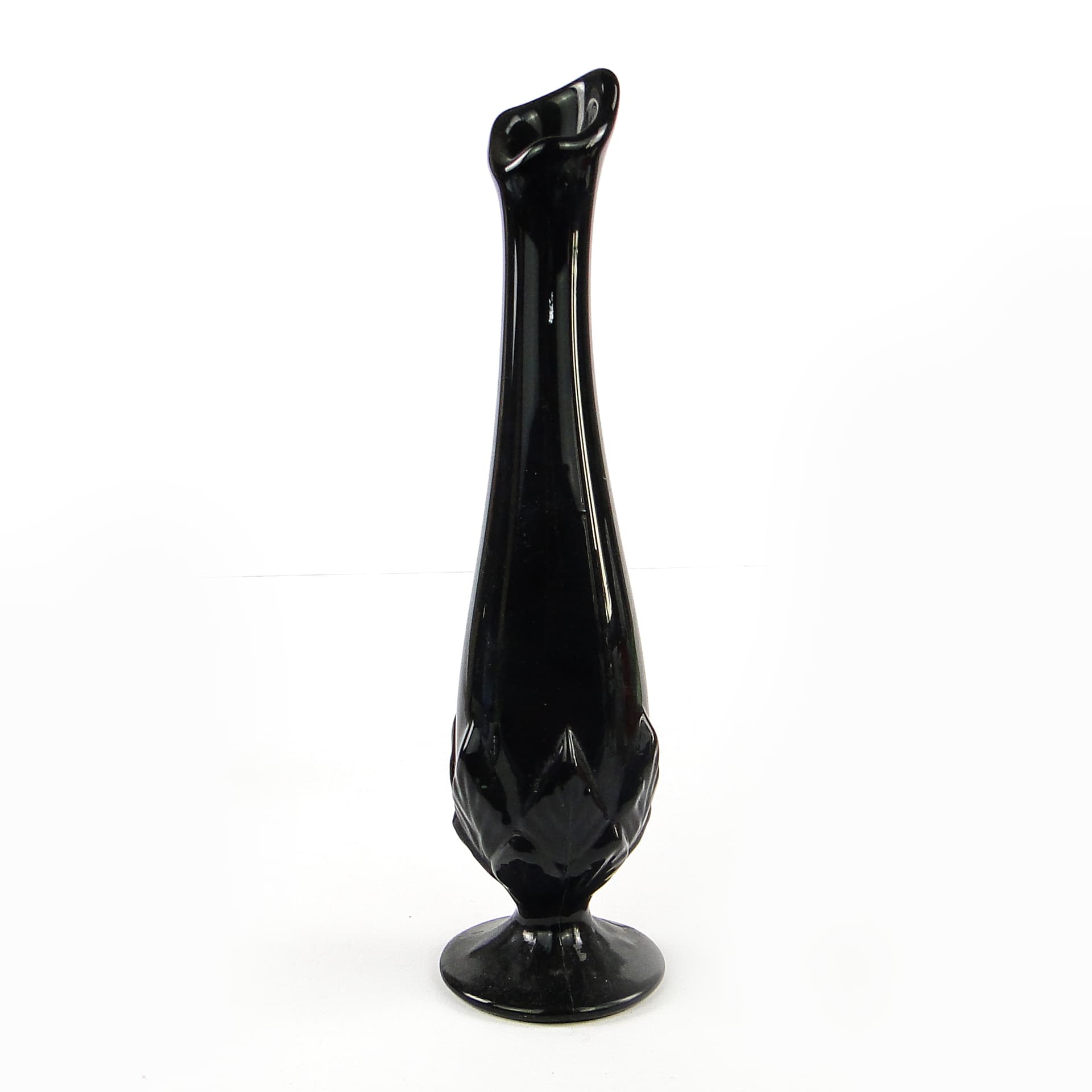 Art Deco vase, black glass, Ząbkowice, Poland, 1970s. - 106034