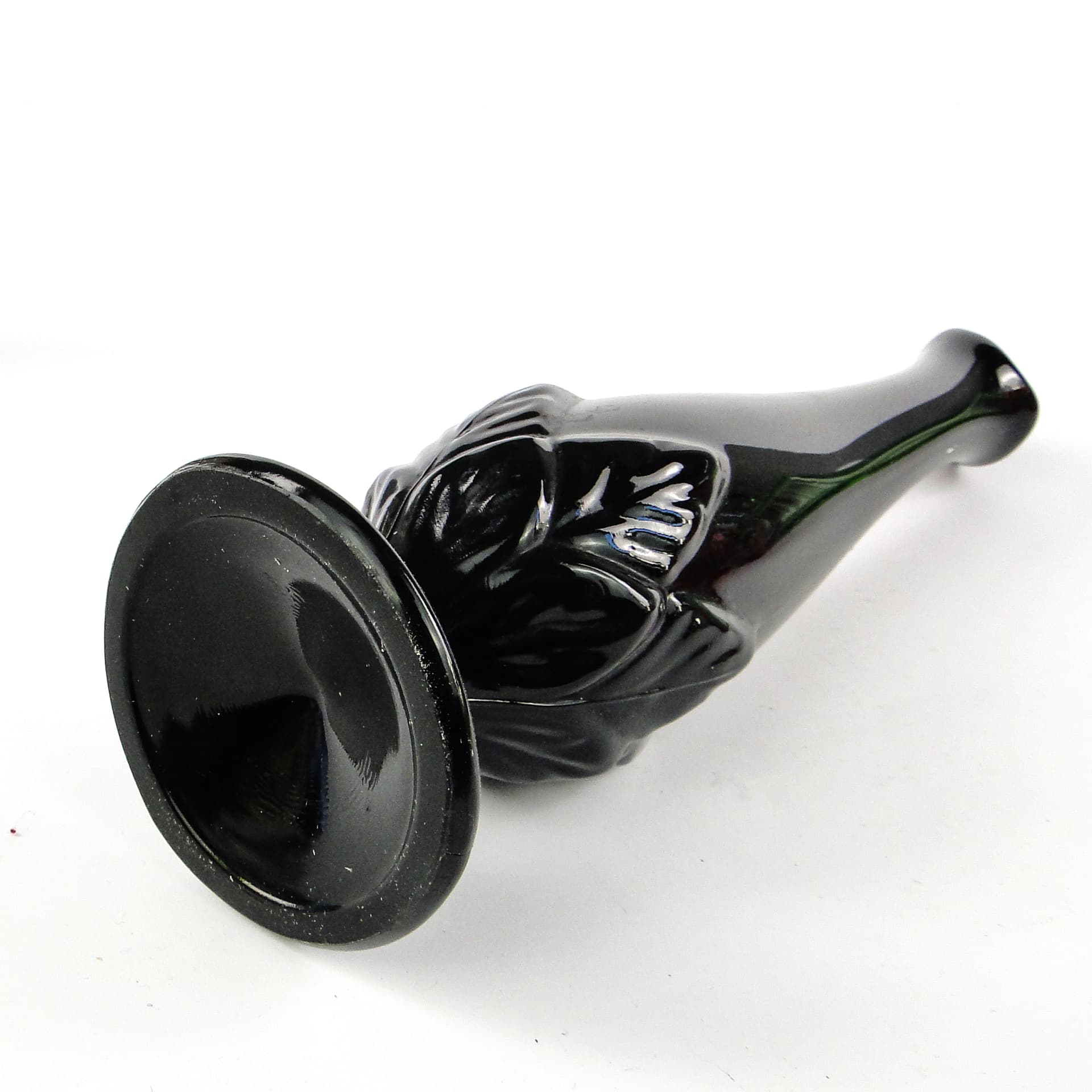 Art Deco vase, black glass, Ząbkowice, Poland, 1970s. - 106038