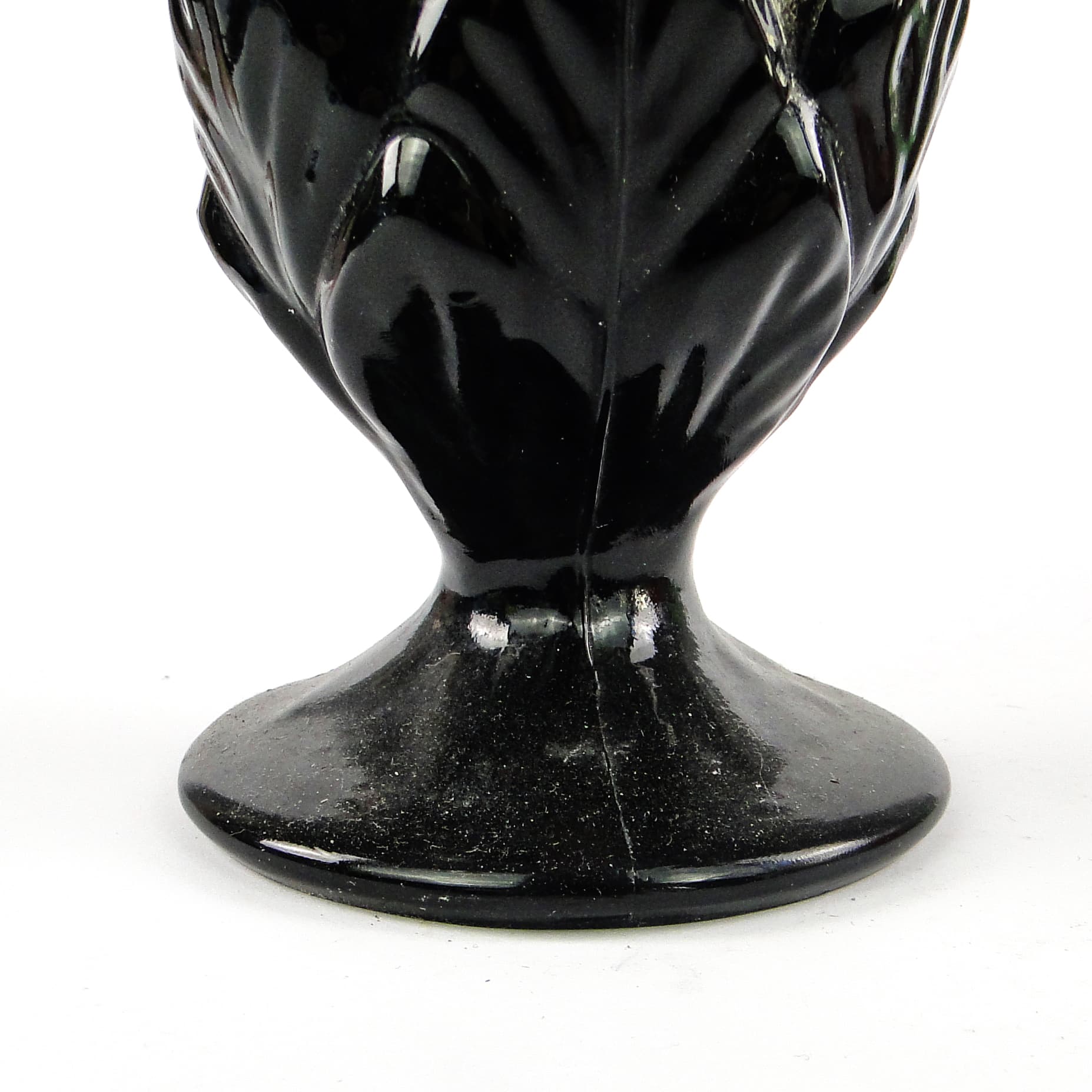 Art Deco vase, black glass, Ząbkowice, Poland, 1970s. - 106037