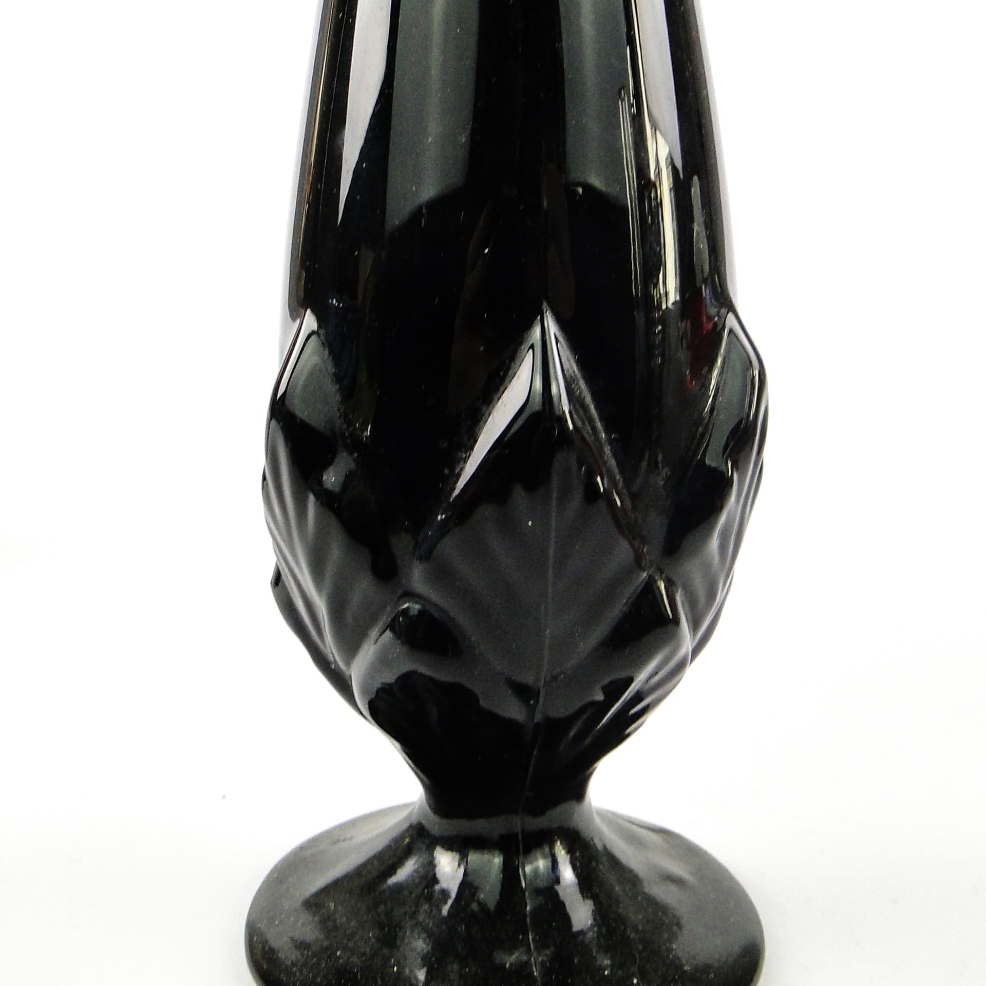 Art Deco vase, black glass, Ząbkowice, Poland, 1970s. - 106036