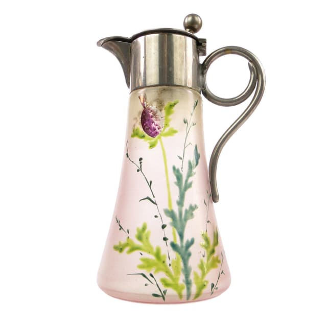 Karafka, Art Nouveau, szkło, Czechosłowacja, początek XX w. - WYMIARY