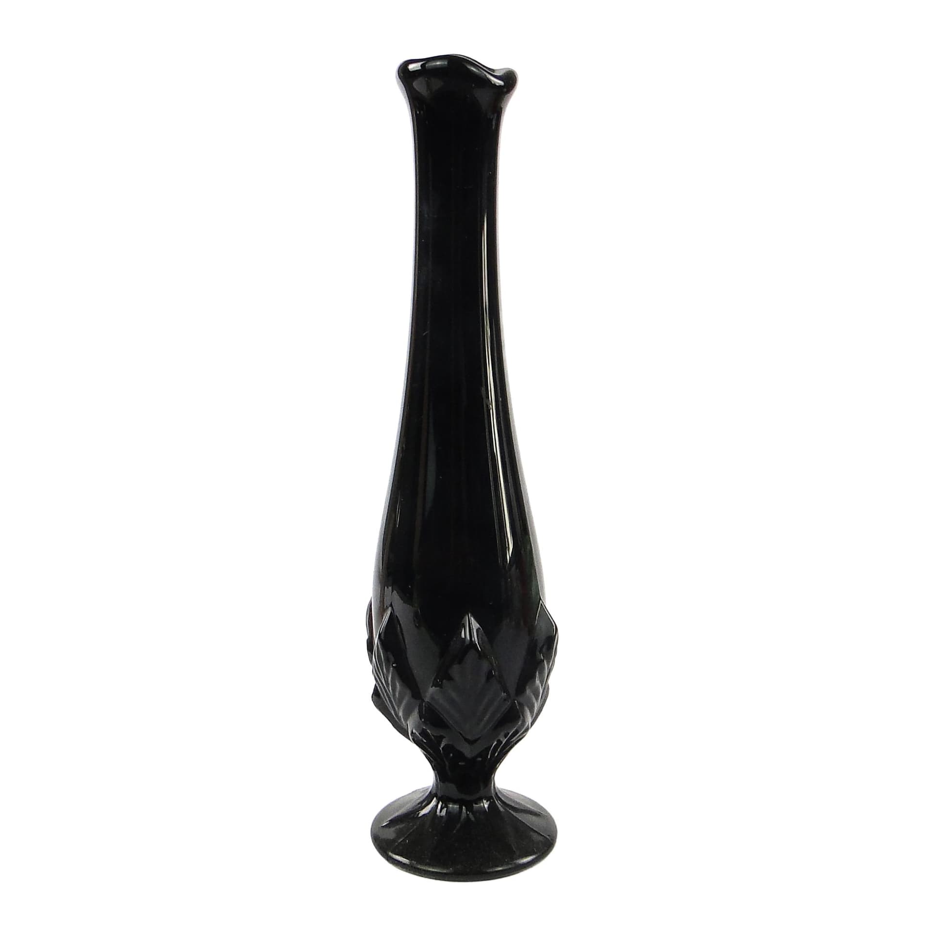 Art Deco vase, black hyalite glass, Ząbkowice, Poland, 1970s.