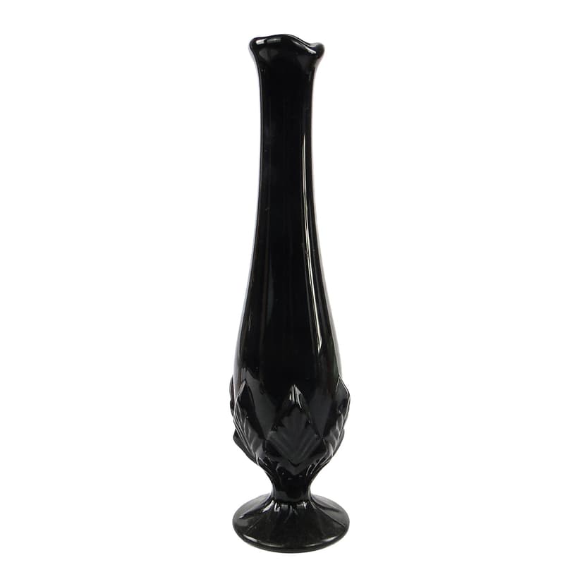 Art Deco vase, black hyalite glass, Ząbkowice, Poland, 1970s.