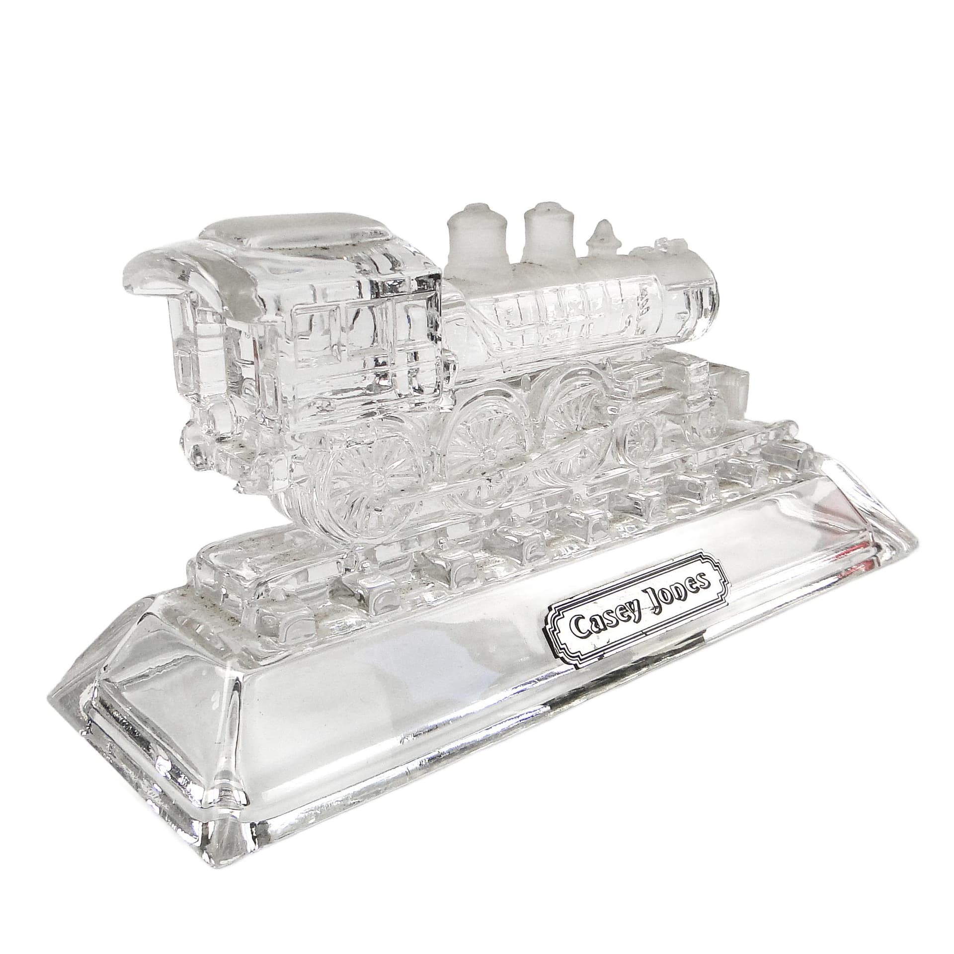 Art Deco Desk Plinth Locomotive, Pressed Transparent Glass, United Kingdom, 1950s