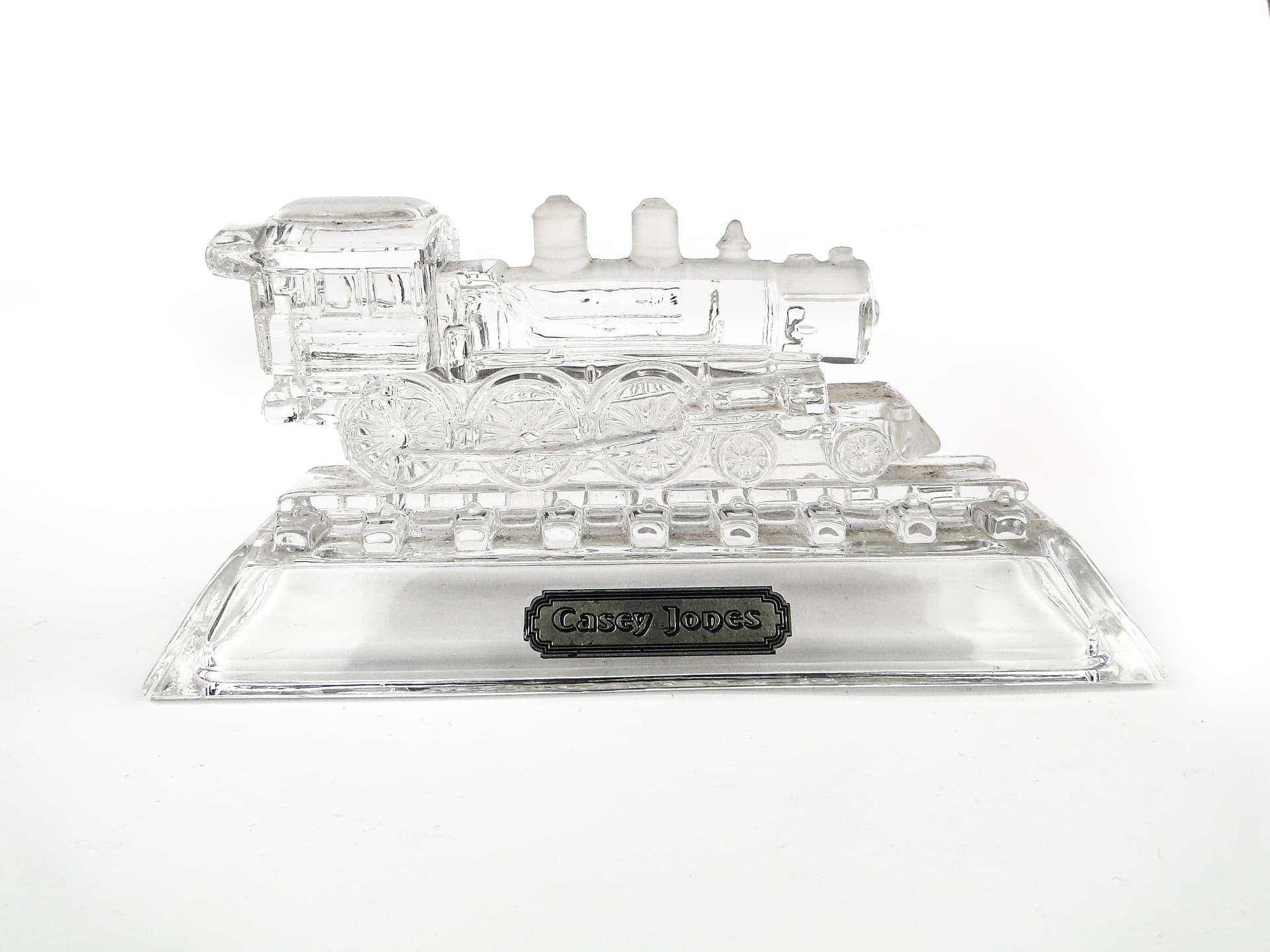 Art Deco Desk Plinth Locomotive, Pressed Transparent Glass, United Kingdom, 1950s - 106165