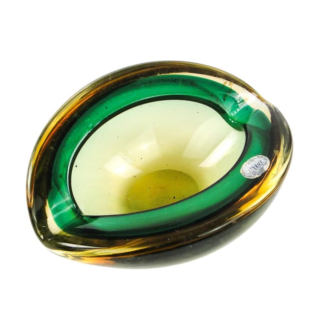 Sommerso Mid-century Modern catchall, glass, Murano, Italy, 1950s. - DIMENSION