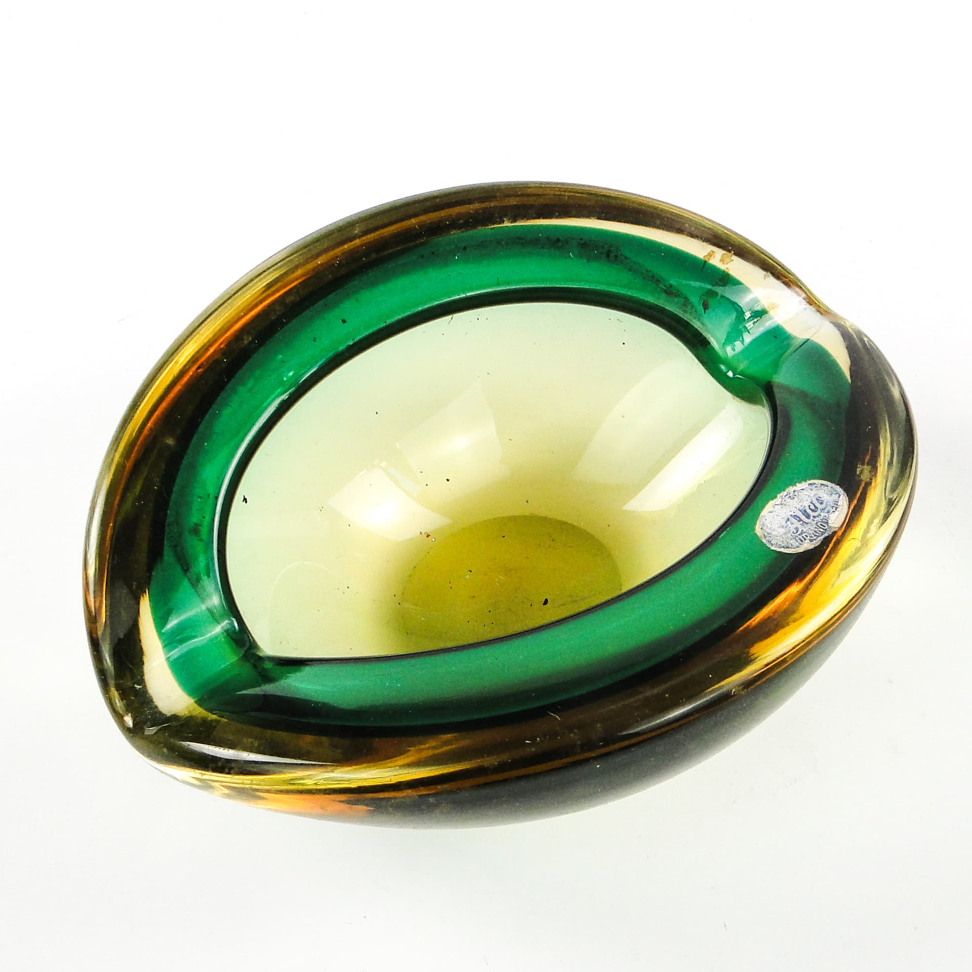 Sommerso Mid-century Modern catchall, glass, Murano, Italy, 1950s. - 106237