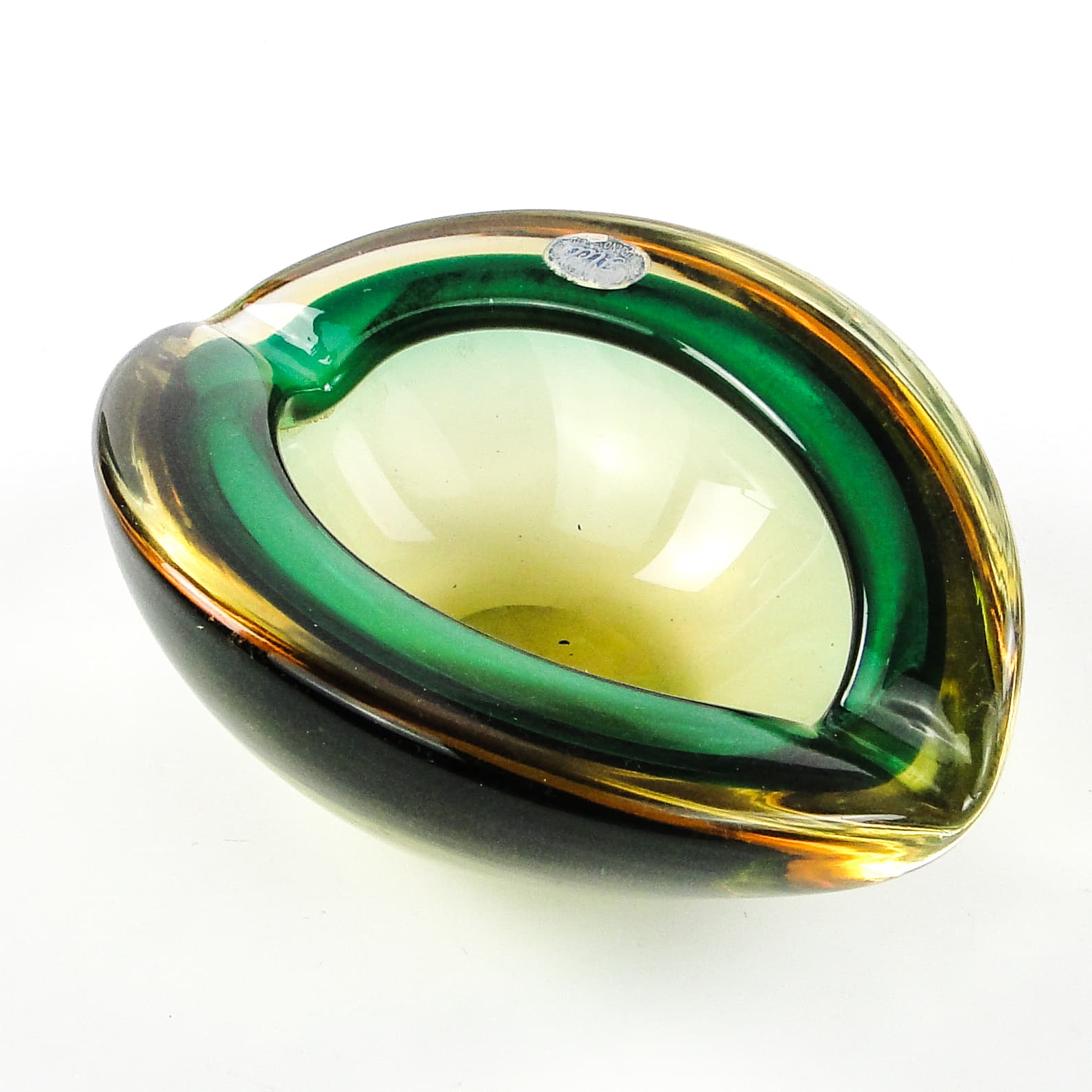 Sommerso Mid-century Modern catchall, glass, Murano, Italy, 1950s. - 106238