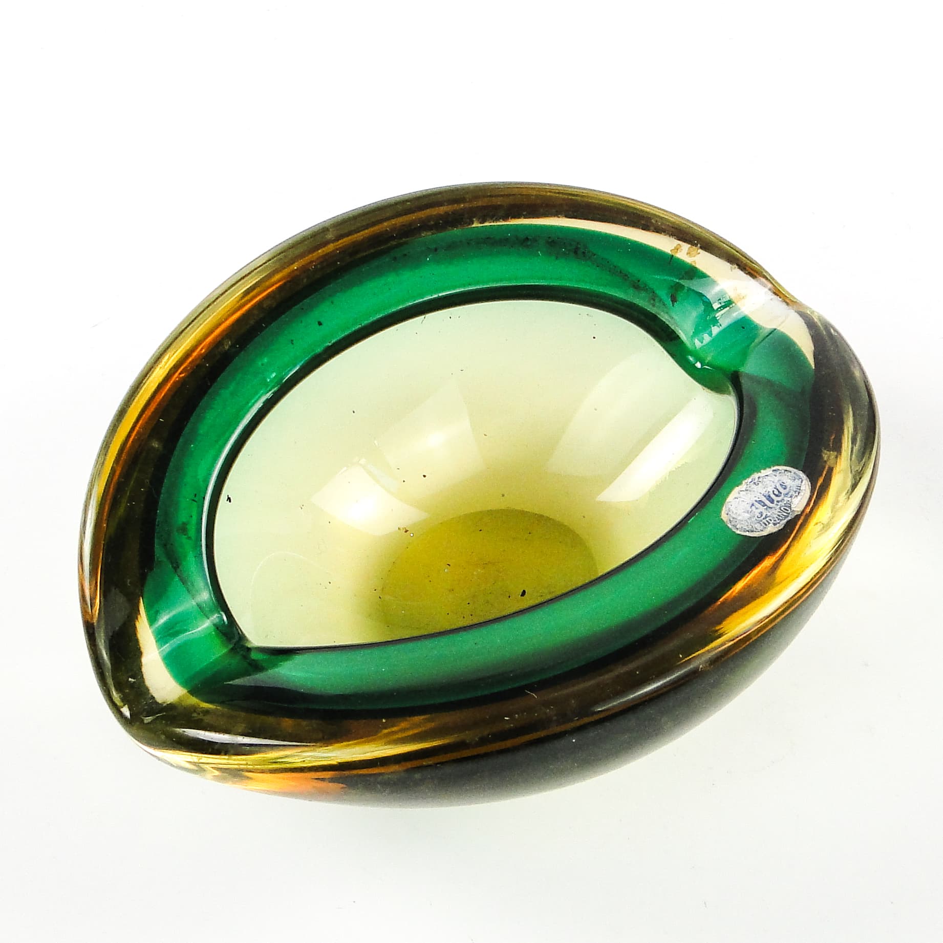 Sommerso Mid-century Modern catchall, glass, Murano, Italy, 1950s. - 106234