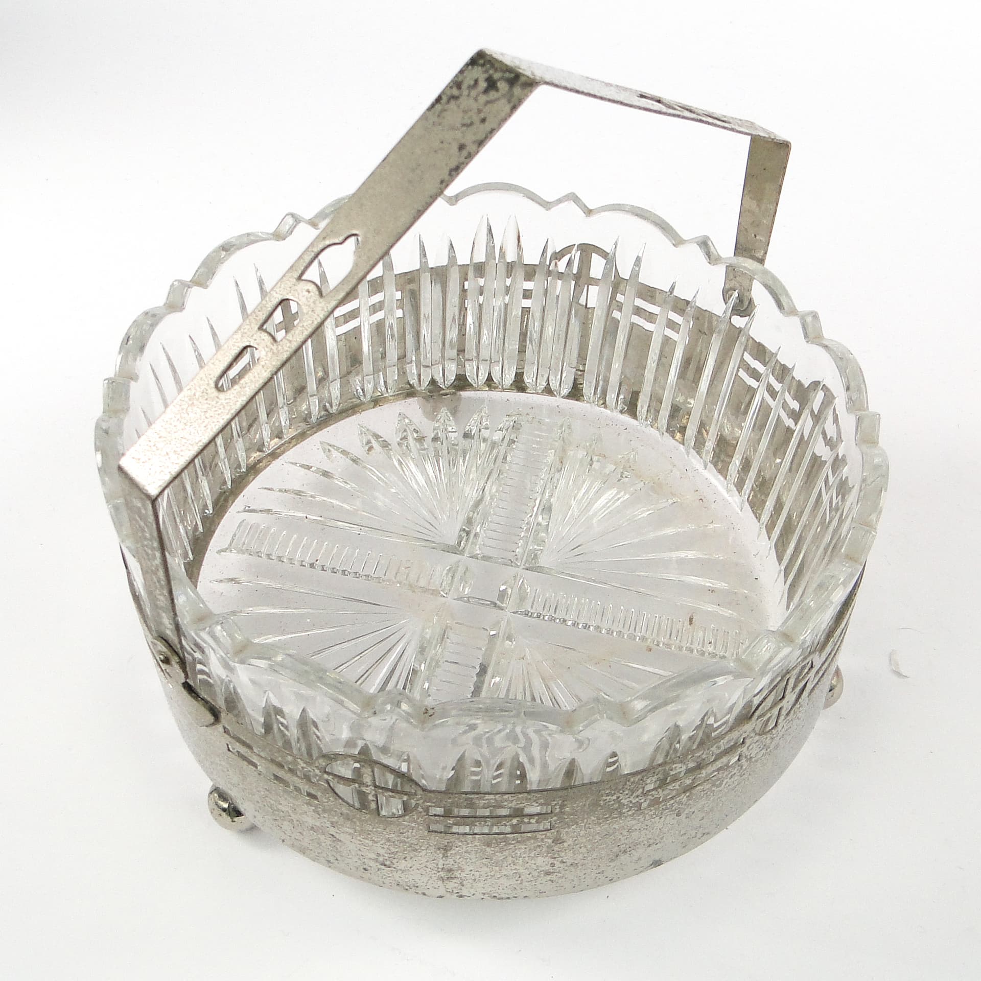 Art Nouveau fruit basket, glass, silver-plated brass, Kaiser, Germany, early 20th c. - 106310