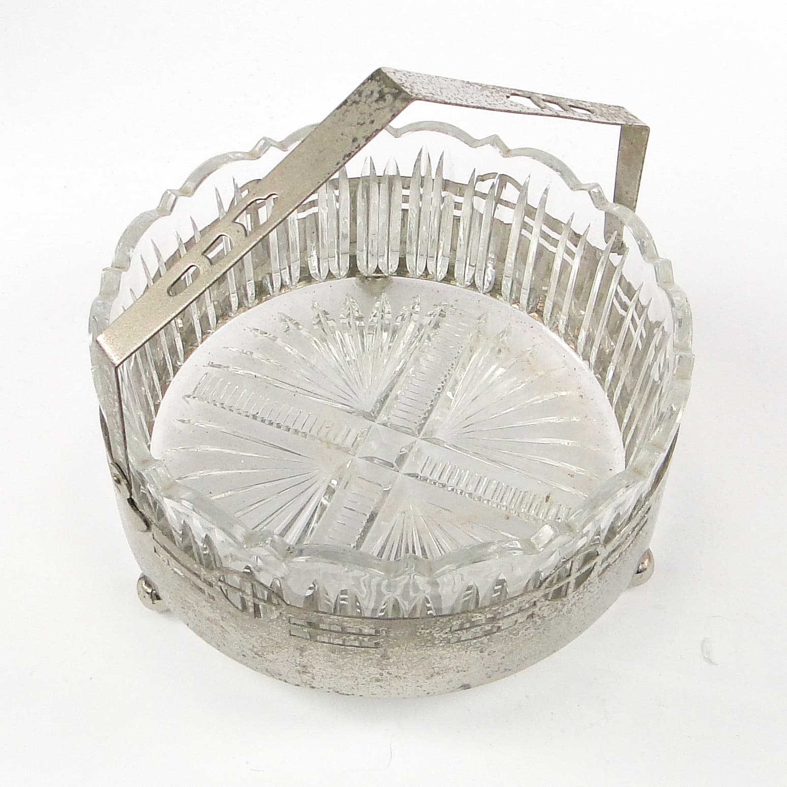Art Nouveau fruit basket, glass, silver-plated brass, Kaiser, Germany, early 20th c. - 106303