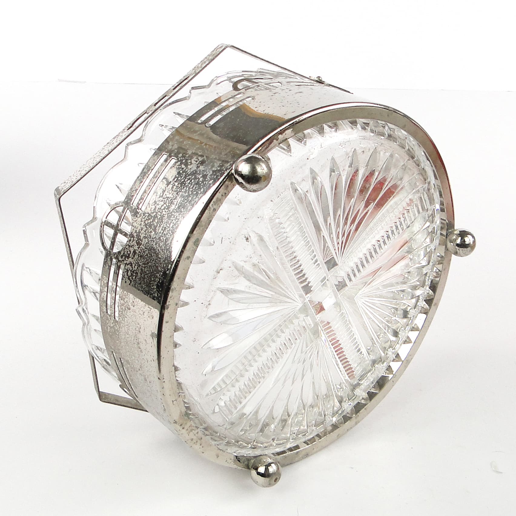 Art Nouveau fruit basket, glass, silver-plated brass, Kaiser, Germany, early 20th c. - 106307