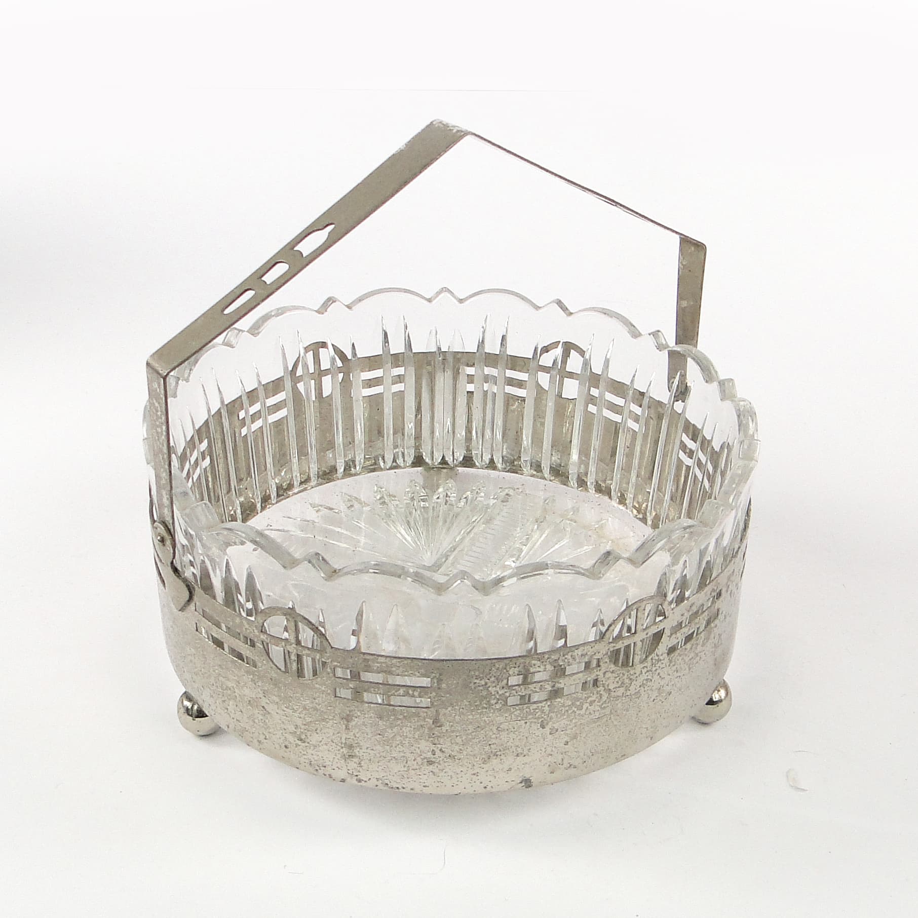 Art Nouveau fruit basket, glass, silver-plated brass, Kaiser, Germany, early 20th c. - 106300